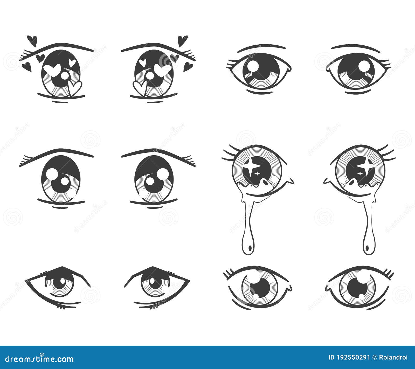 Anime Eyes Vector Cartoon Illustration Stock Vector - Illustration of ...