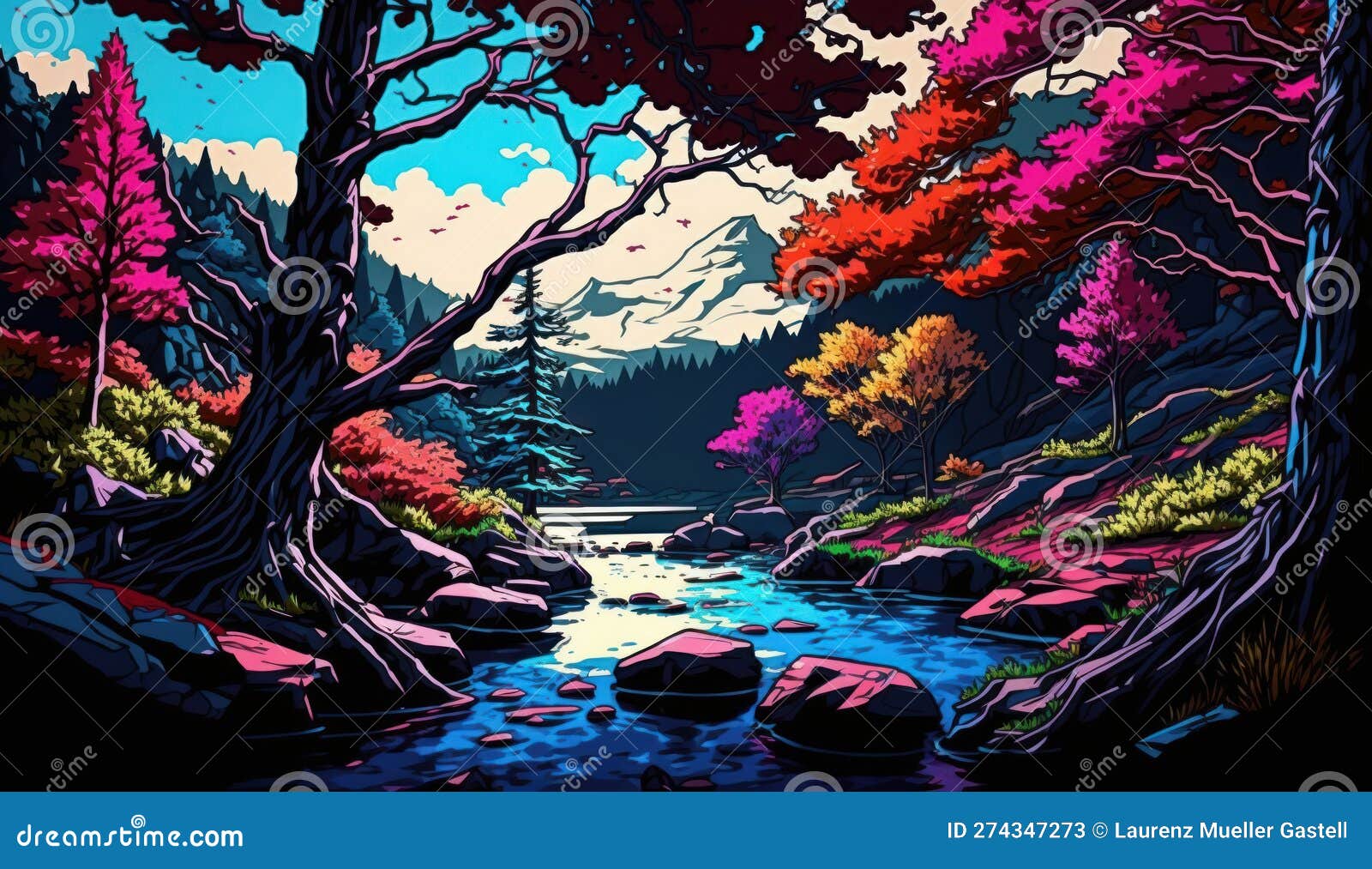 Anime Fantasy Forest AMOLED/OLED, Generative AI Stock Image - Image of ...