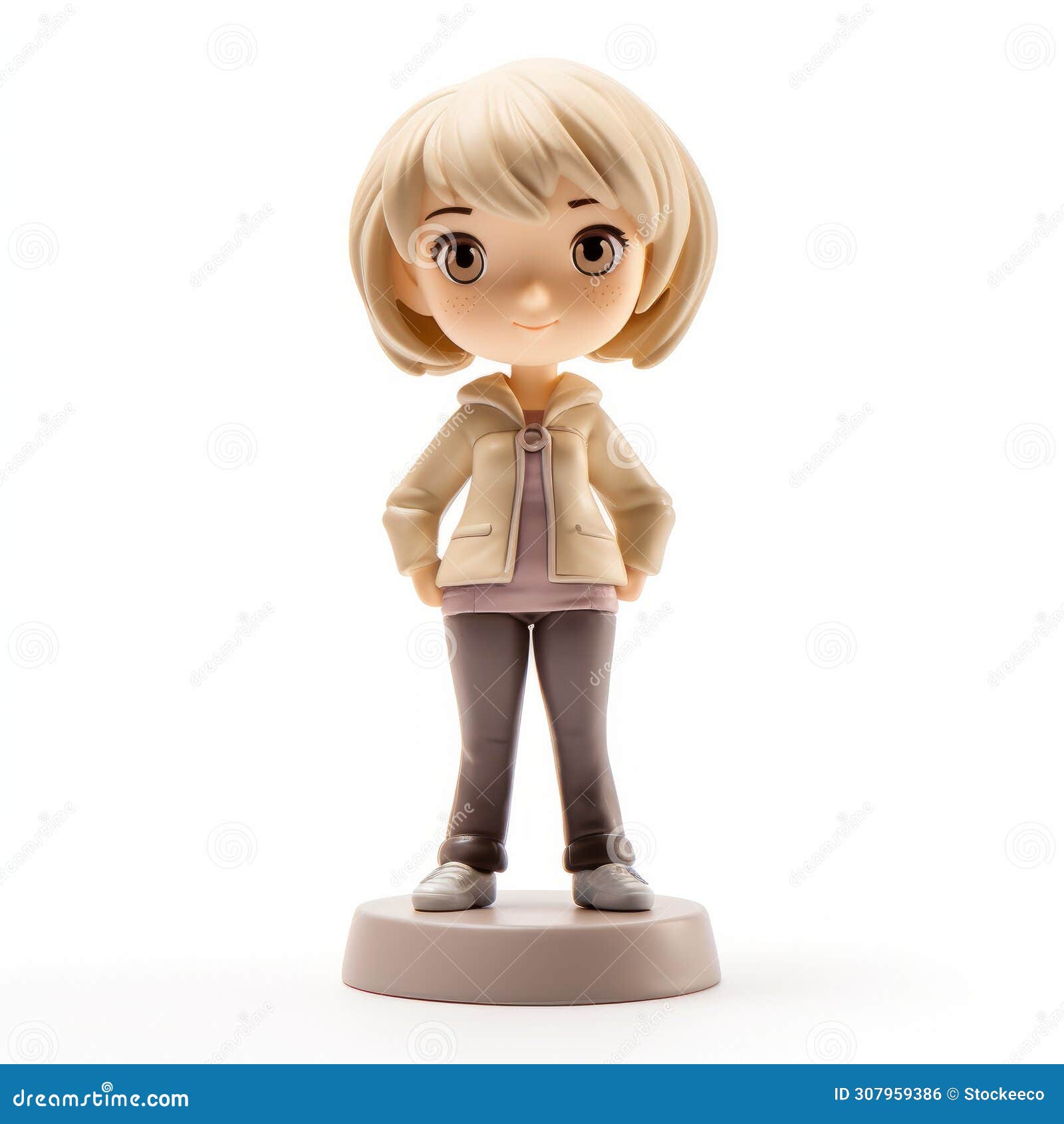 anime figurine: ultra realistic schoolgirl lifestyle in light purple and beige