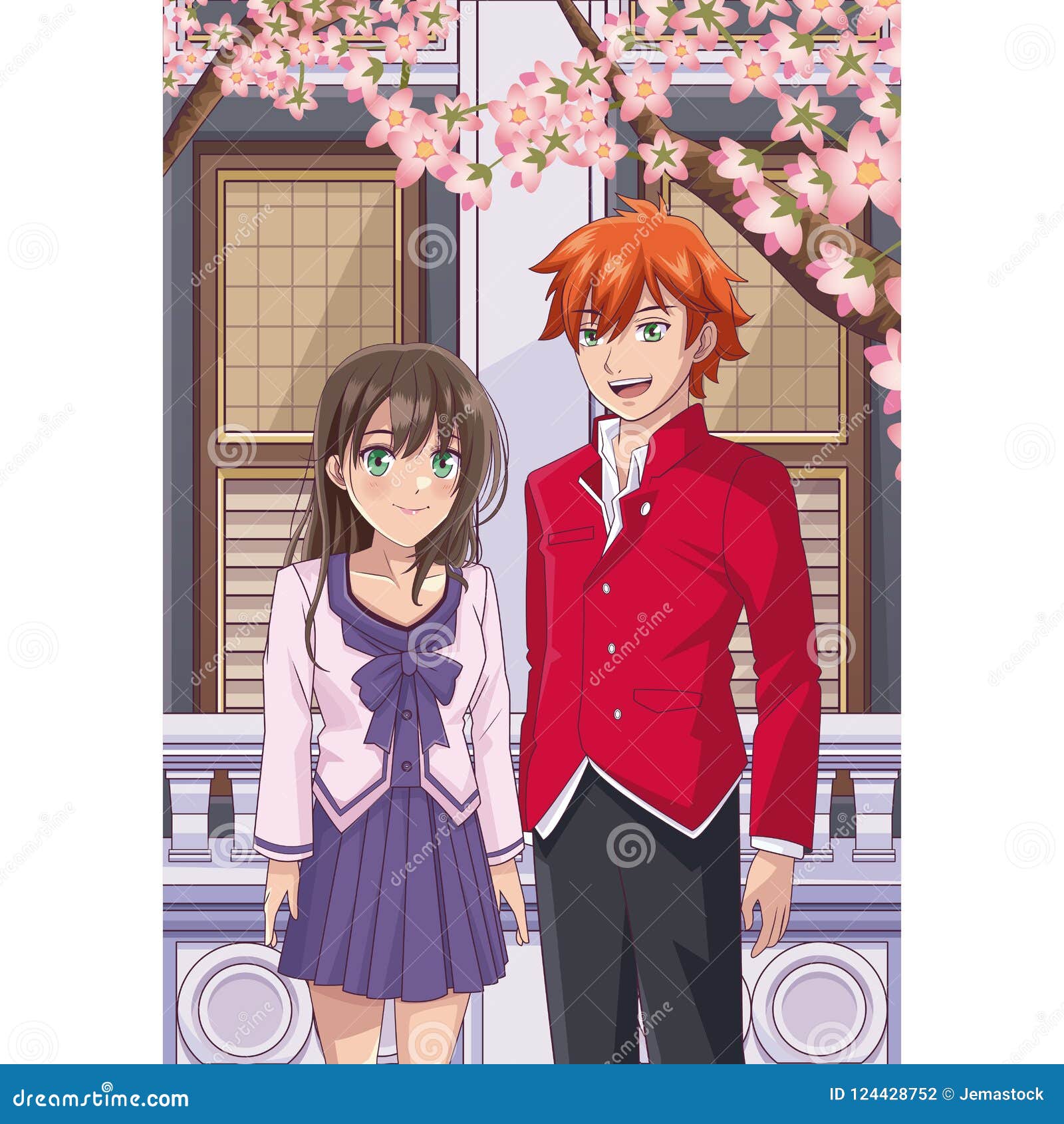Anime Friends in the Street Stock Vector - Illustration of flowers, character: 124428752 Anime Friends in the Street Stock Vector - Illustration of flowers, character: 124428752