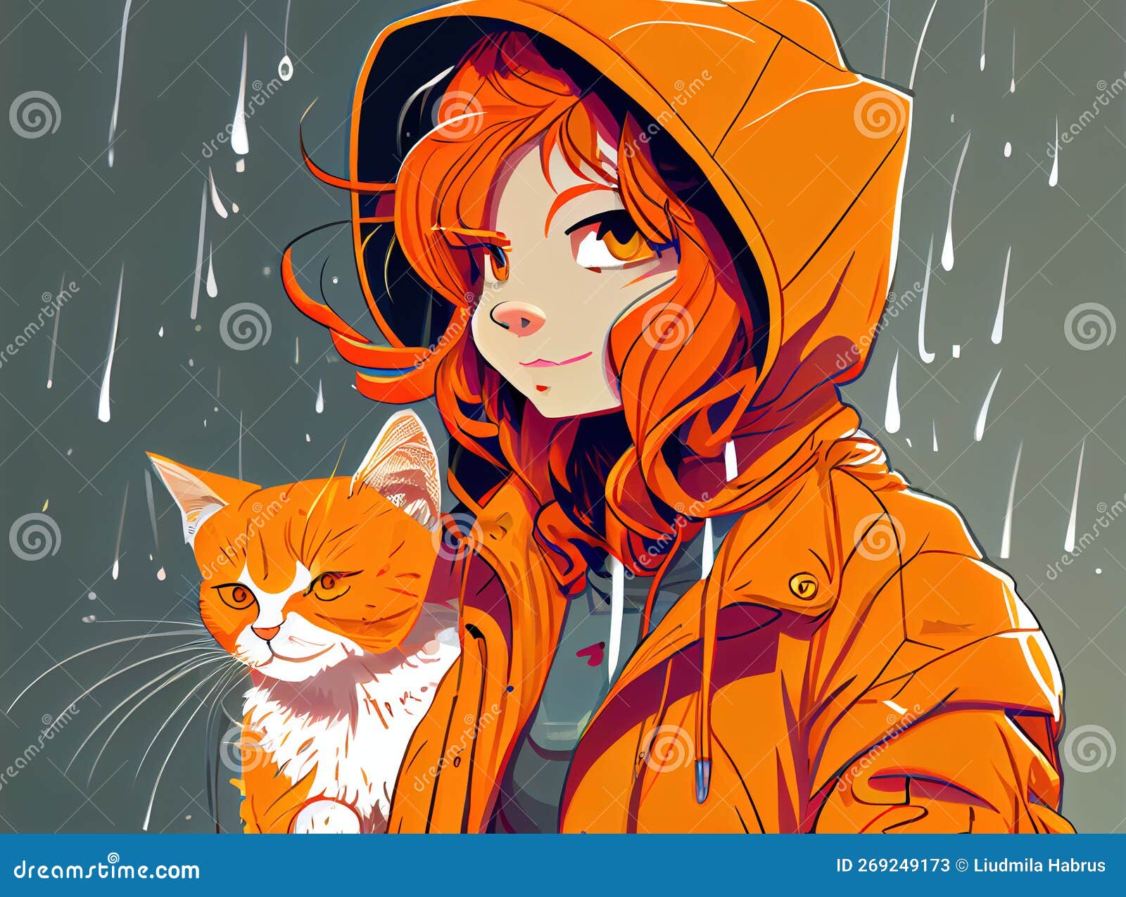 Download Aesthetic Anime Girl With Cat Wallpaper | Wallpapers.com