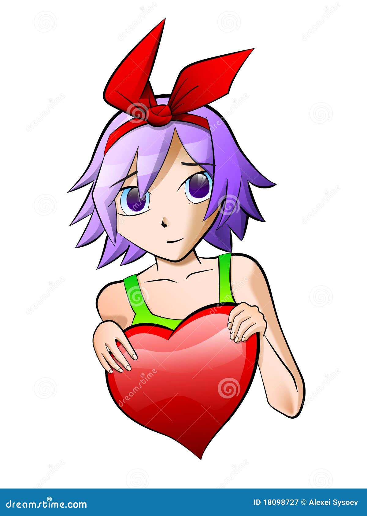 Premium Vector  Heart and girl anime character