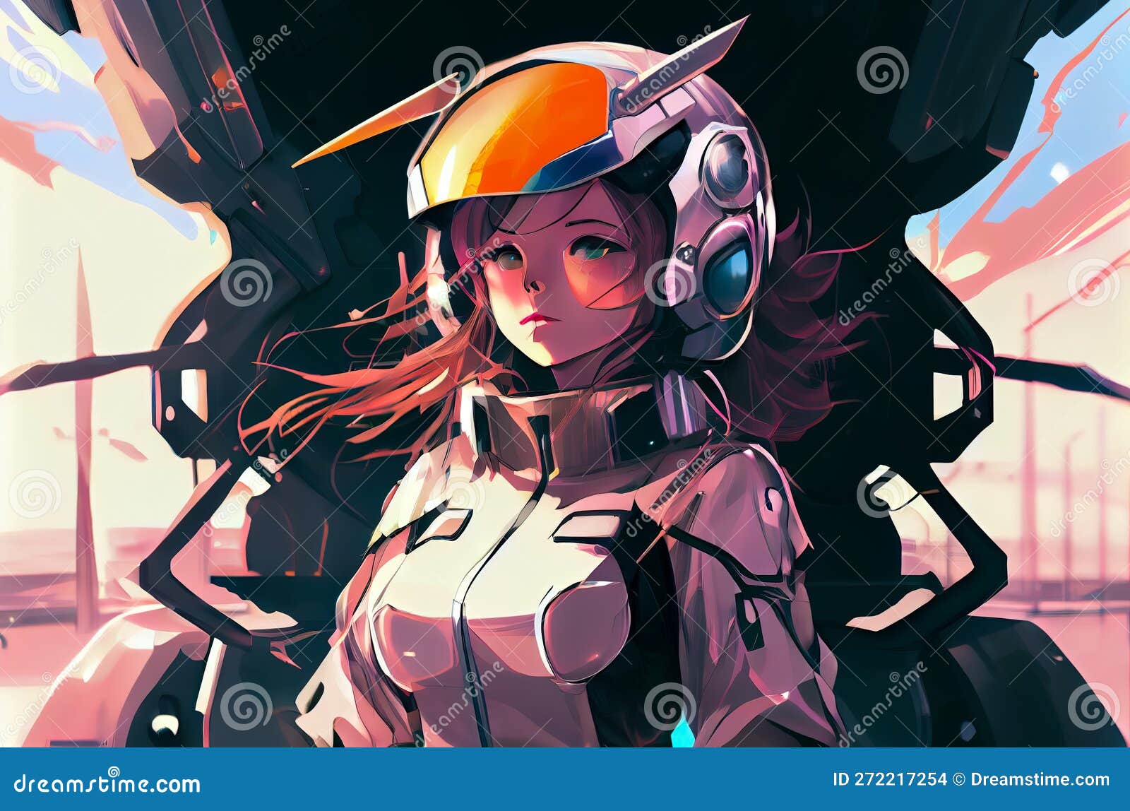 Colorful dreamscape of cyberpunk anime girl - AI Generated Artwork