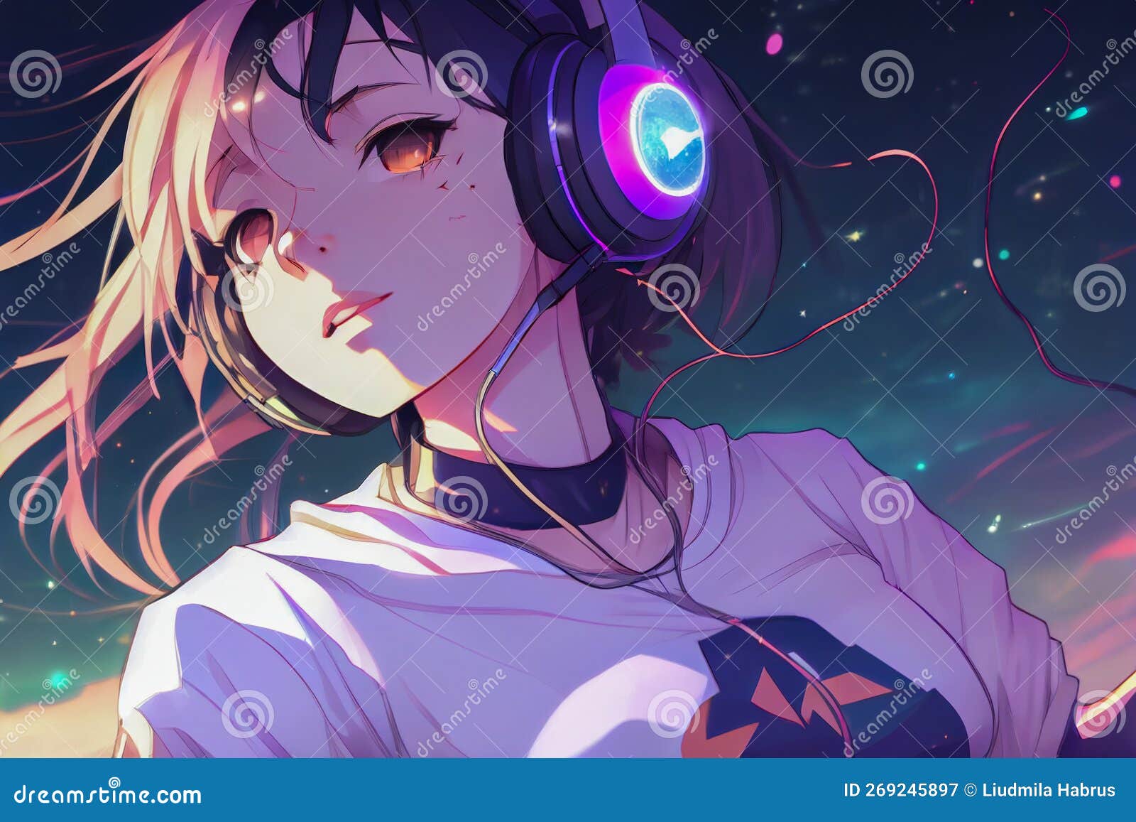 An Anime Girl Drawing In The Form Of Headphones Background, Anime Drawings  Pictures, Drawing, Animal Background Image And Wallpaper for Free Download