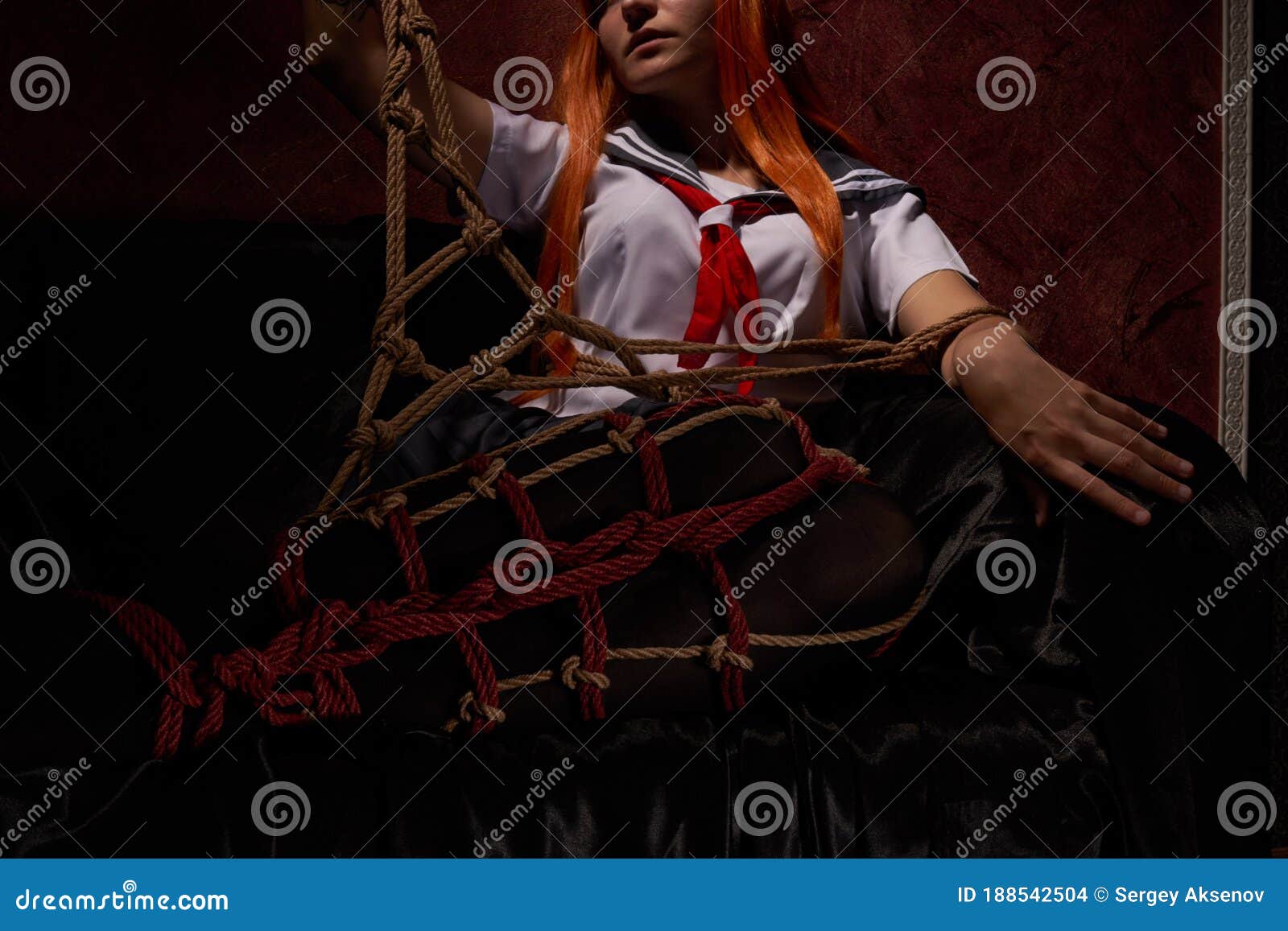 Anime Girl with a Shibari Knots Stock Photo - Image of cute, character