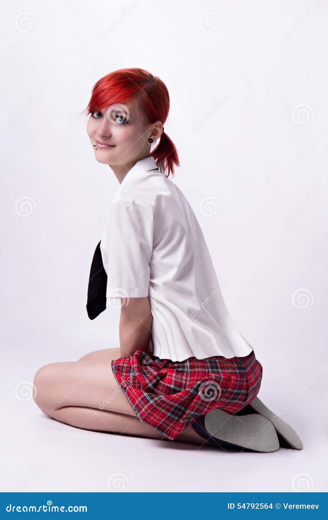 Anime Girl in Short Skirt on a White Background Stock Photo - Image of  happiness, girl: 54792564