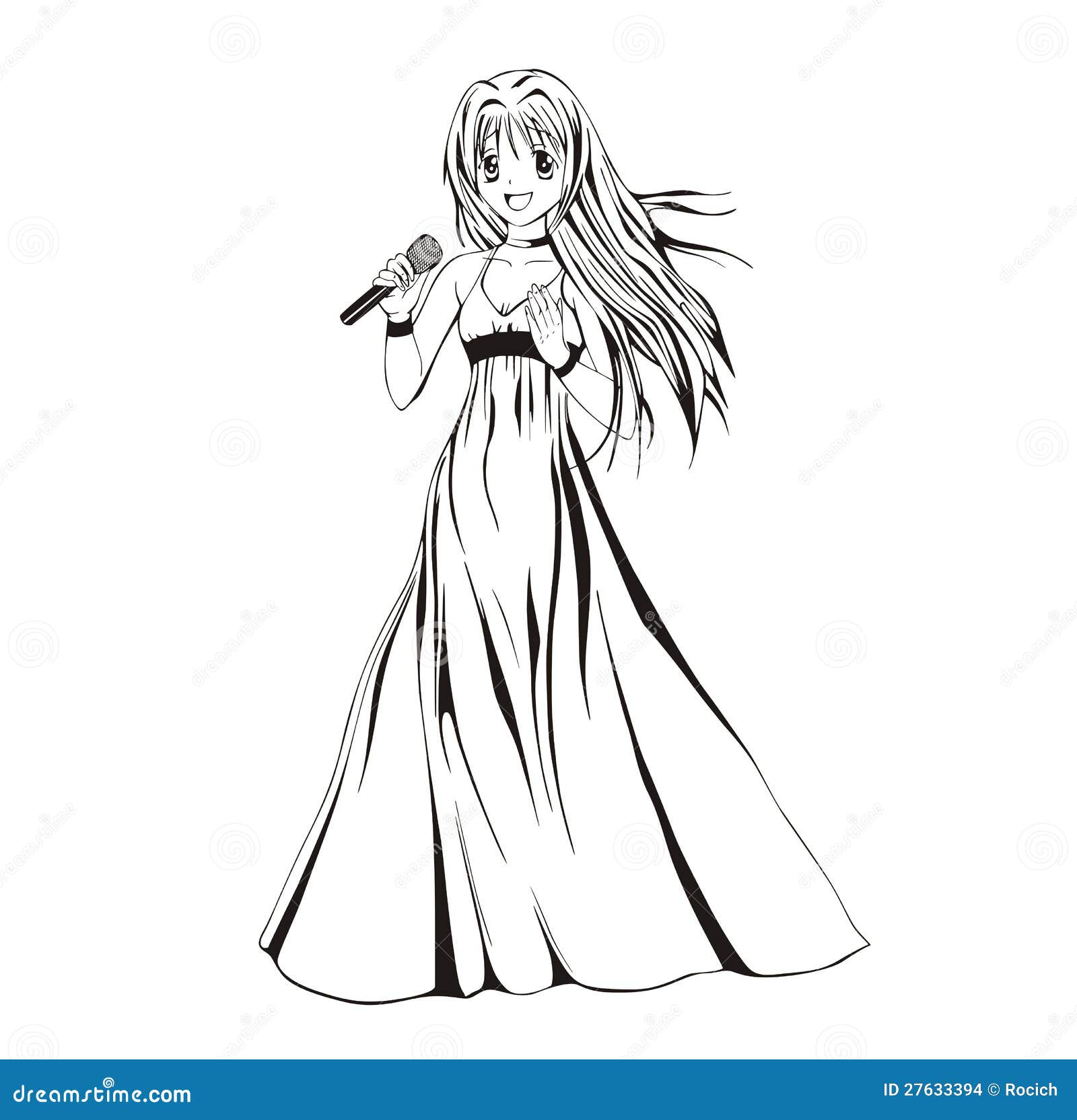 Anime girl singer stock vector. Illustration of sing - 27633394
