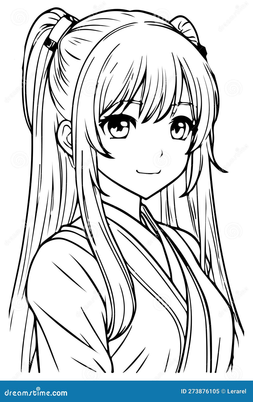 long hair anime girl coloring pages