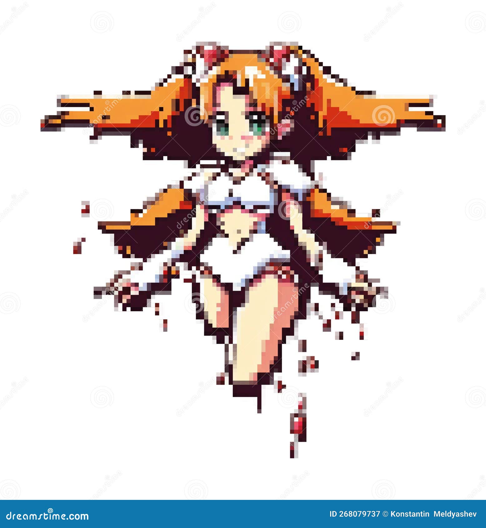 Vector Pixel Art Anime Girl Stock Vector - Illustration of white, pixel:  118214194