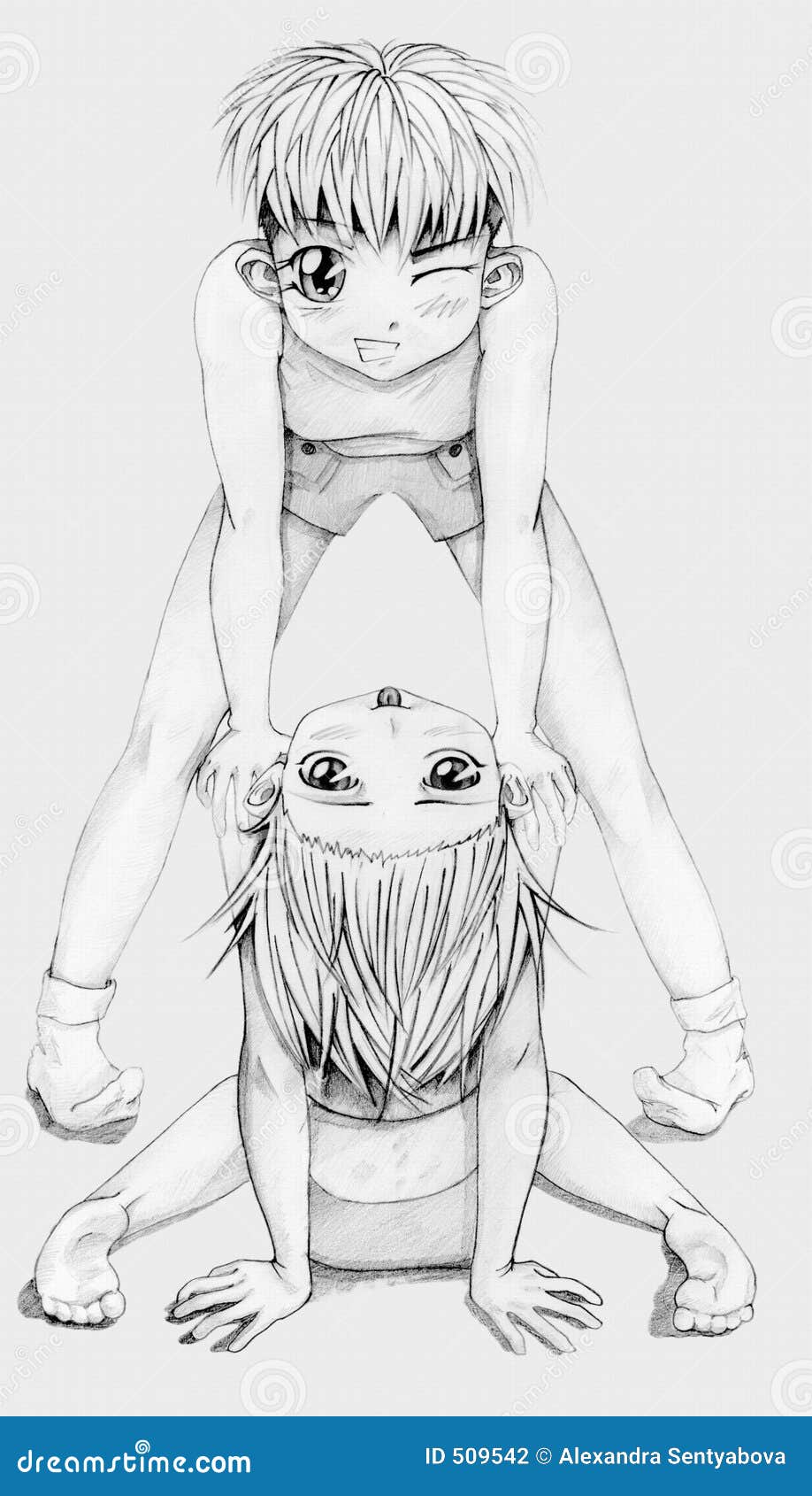 Anime Girls Stock Illustration Illustration Of Pencil 509542