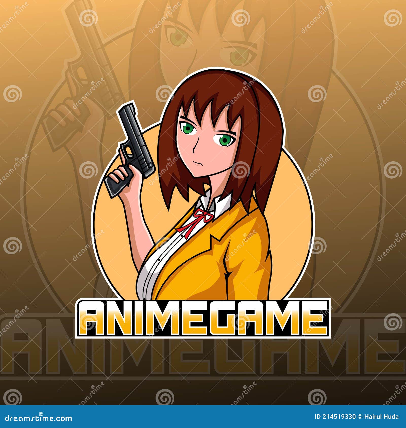 Anime Hunter Girl Mascot Esport Logo Design Illustration Stock Vector -  Illustration of gamer, background: 214519330
