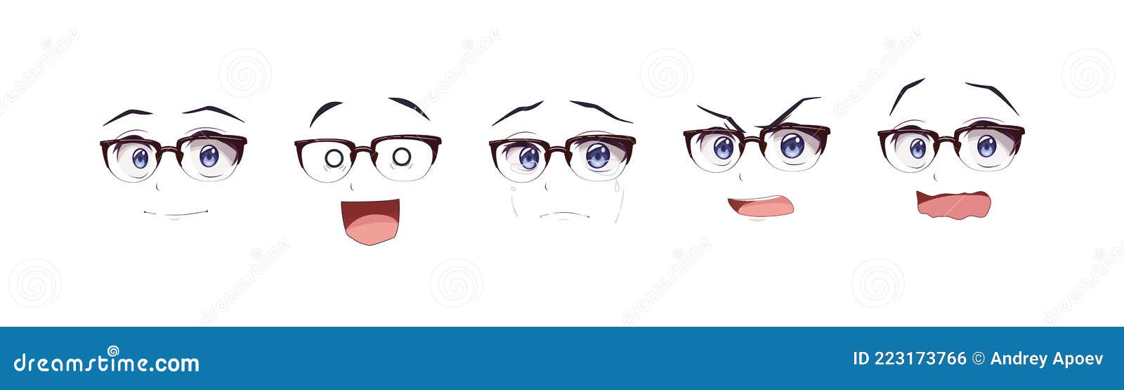 Olhos de expressões de anime manga girl