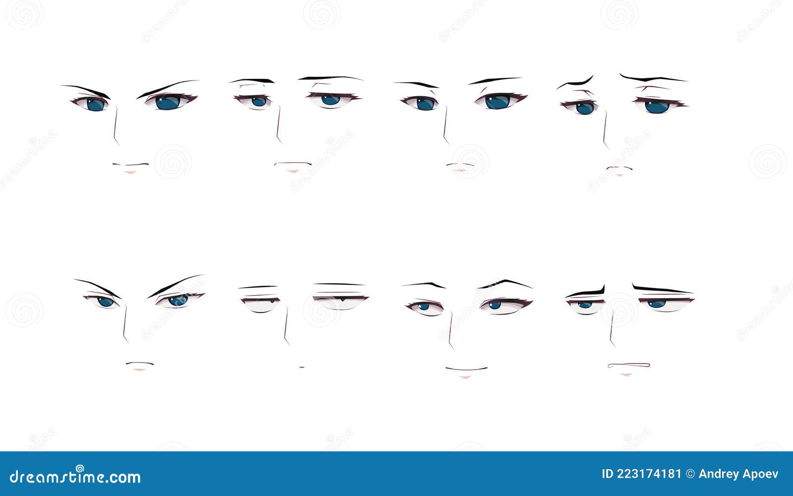 Conjunto de olhos de anime estilo mangá japonês ilustração