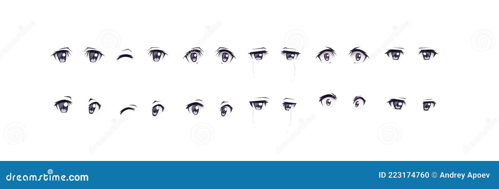 Olhos de expressões de anime manga girl