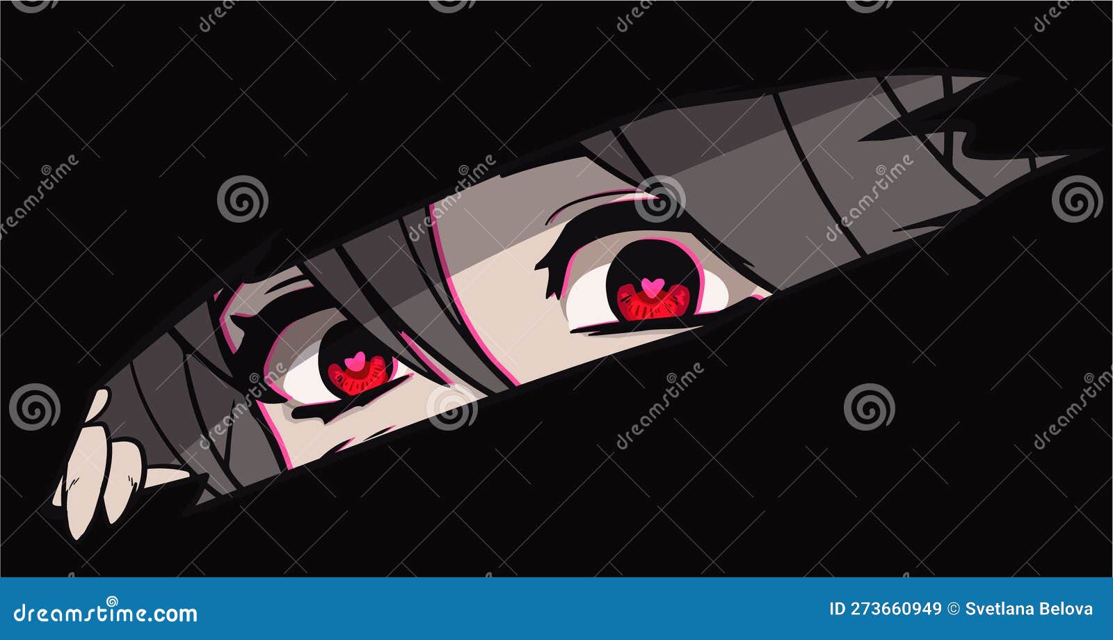 Premium AI Image  A black anime girl with glowing eyes and a black  background.