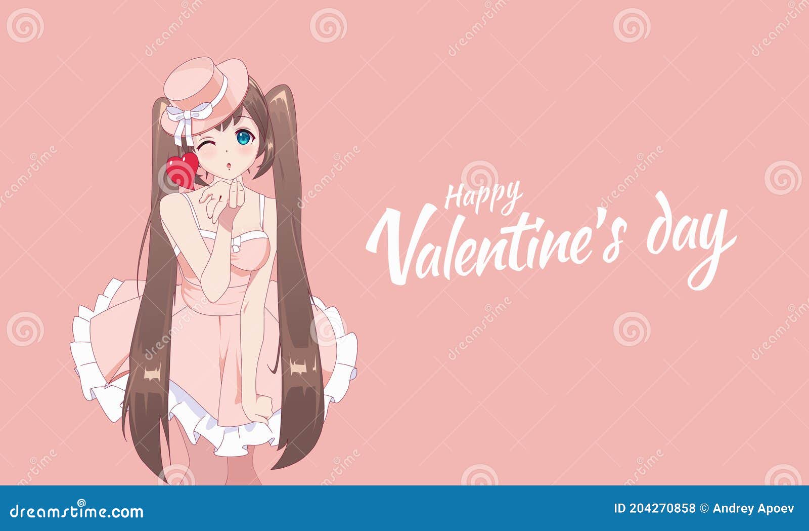 Anime Manga Girl Blows a Kiss. Valentines Day Card Stock Vector - Illustration of kiss, pink: 204270858 Anime Manga Girl Blows a Kiss. Valentines Day Card Stock Vector - Illustration of kiss, pink: 204270858
