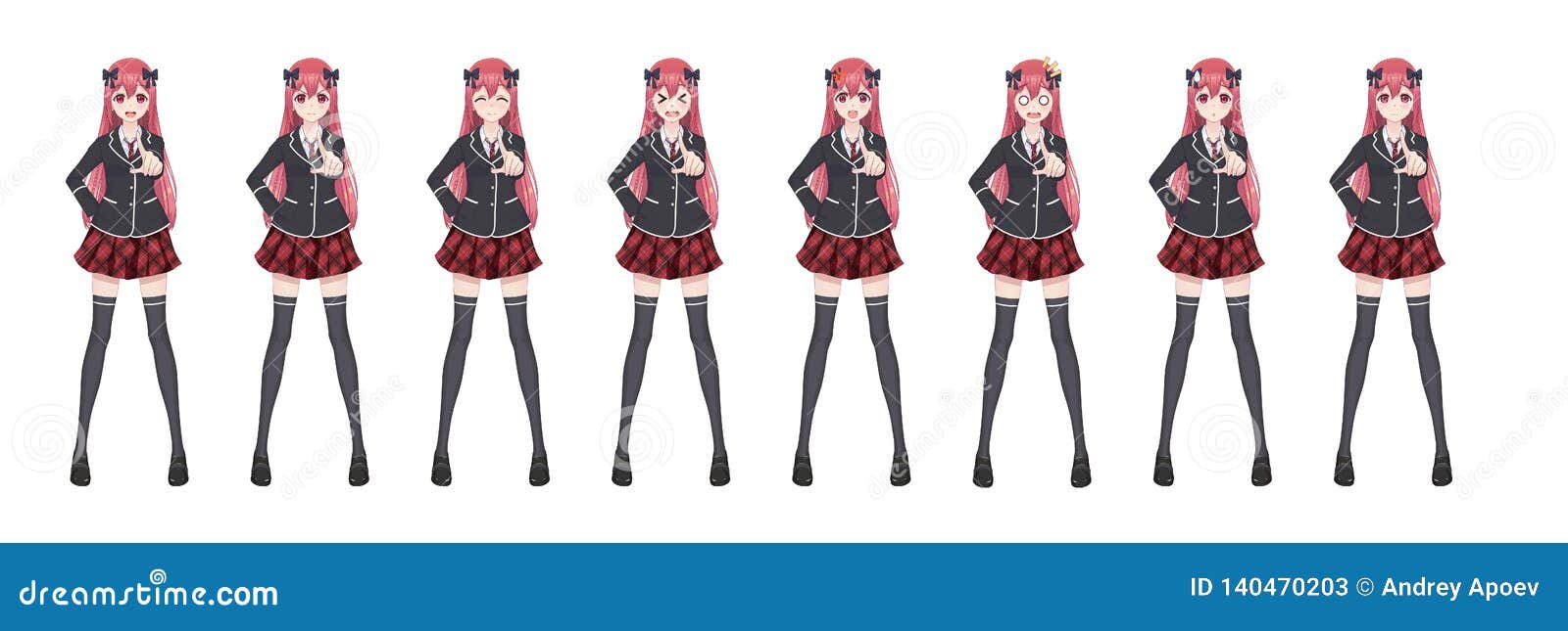 Anime Manga Student Girl in Blazer and Red Skirt Stock Vector -  Illustration of game, maker: 140470203
