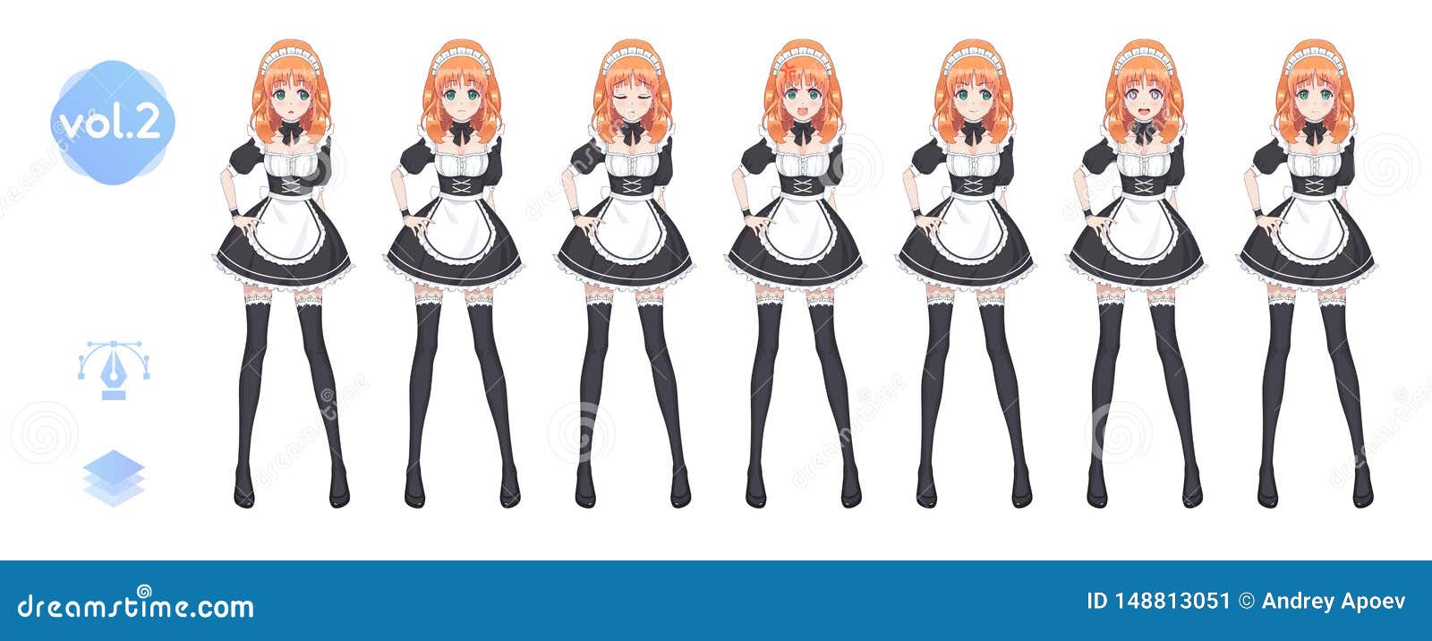 Anime Manga Girl. Costume of Maid Cafe Stock Vector - Illustration of dress, kawaii: 148813051 Anime Manga Girl. Costume of Maid Cafe Stock Vector - Illustration of dress, kawaii: 148813051
