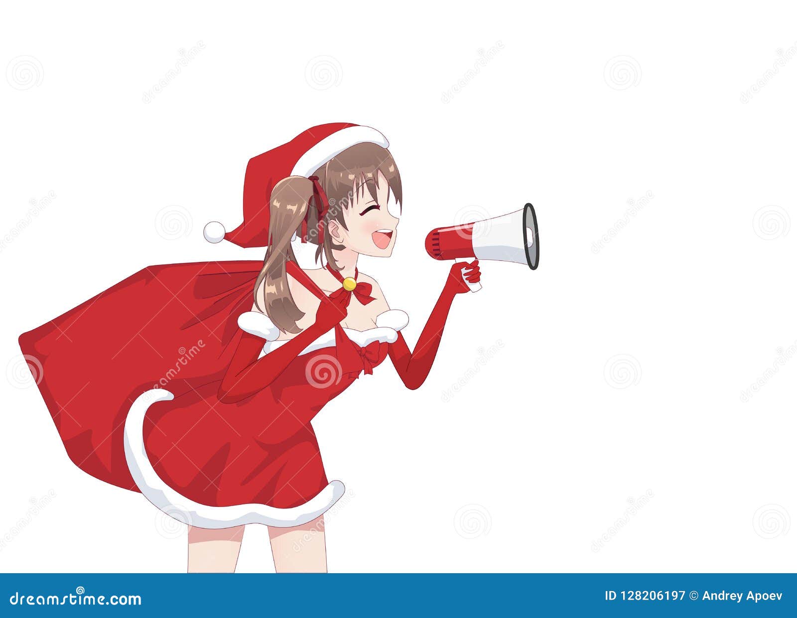 Anime Manga Girl Dressed in Santa Claus Costume Stock Vector - Illustration  of portrait, beauty: 128206197