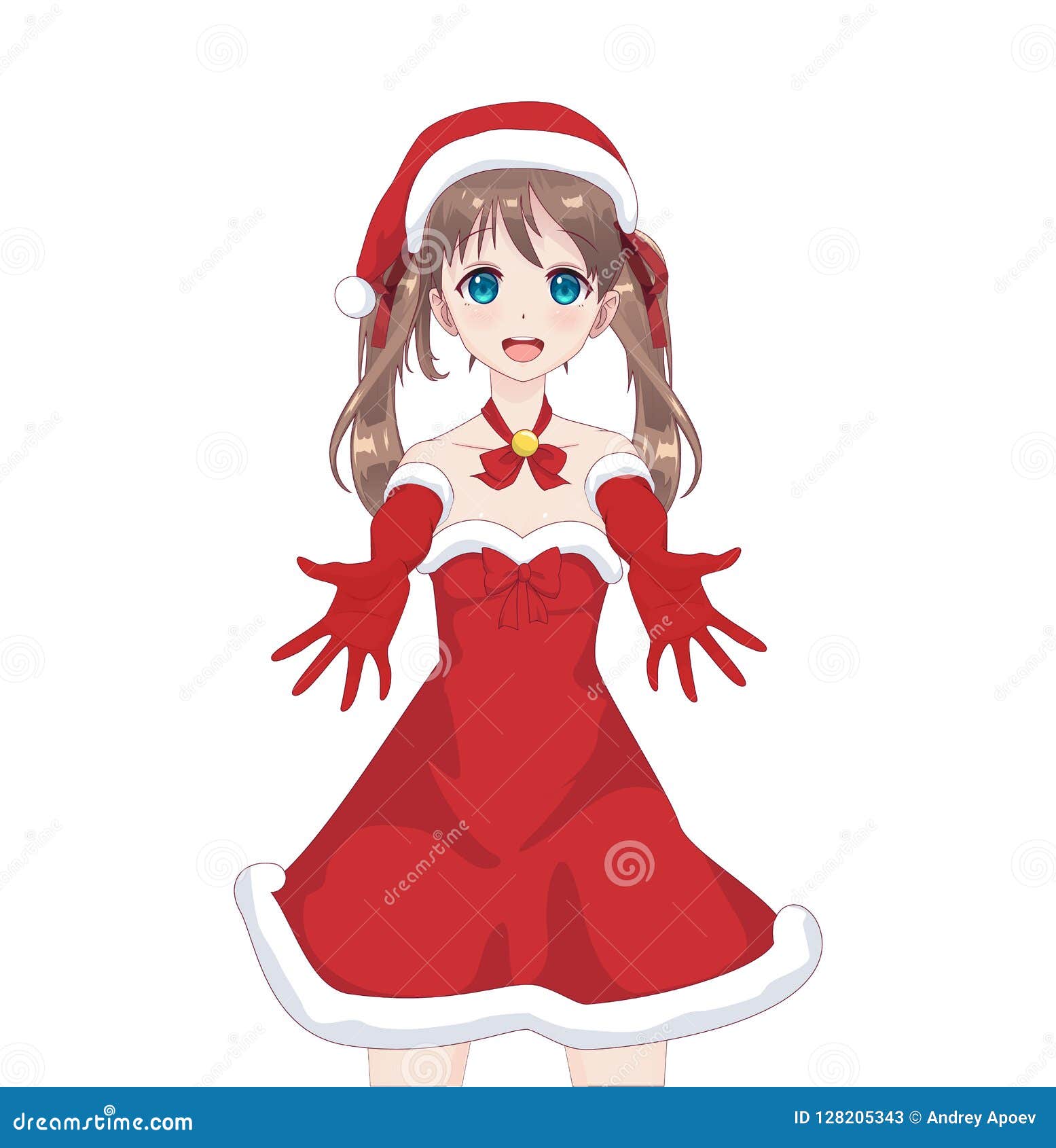 3d anime girl in Christmas dress  Stock Illustration 56167672  PIXTA