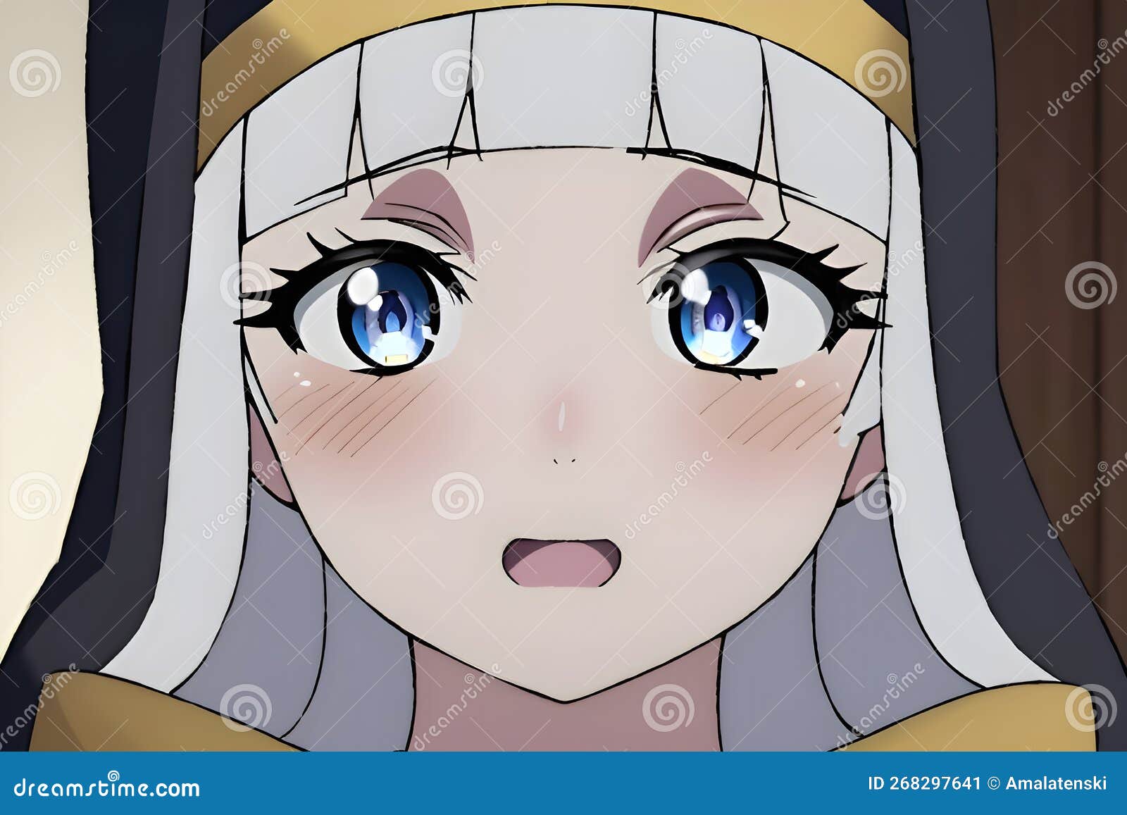 Scared anime face manga style funny eyes Vector Image