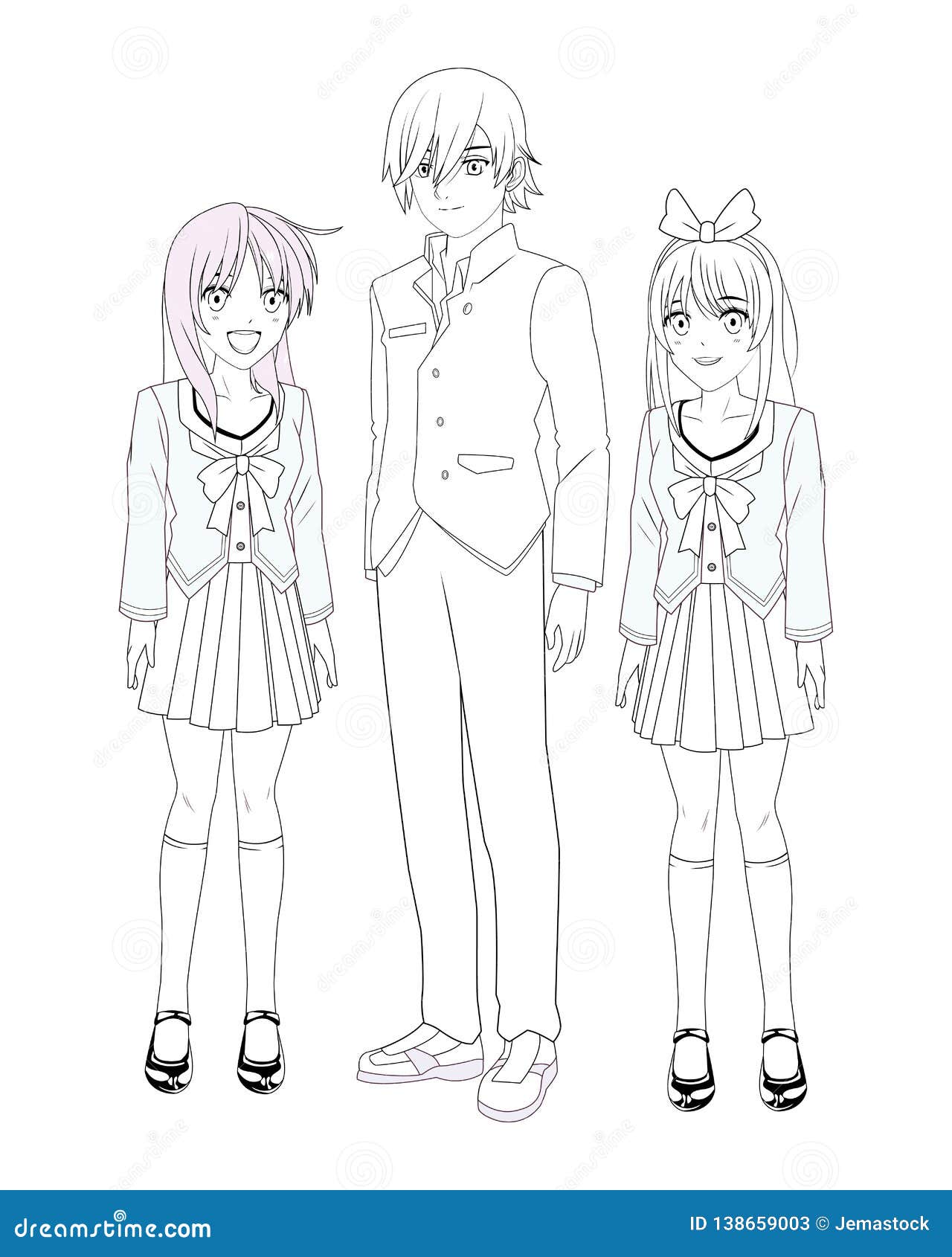 Anime manga group stock vector. Illustration of young - 138659003