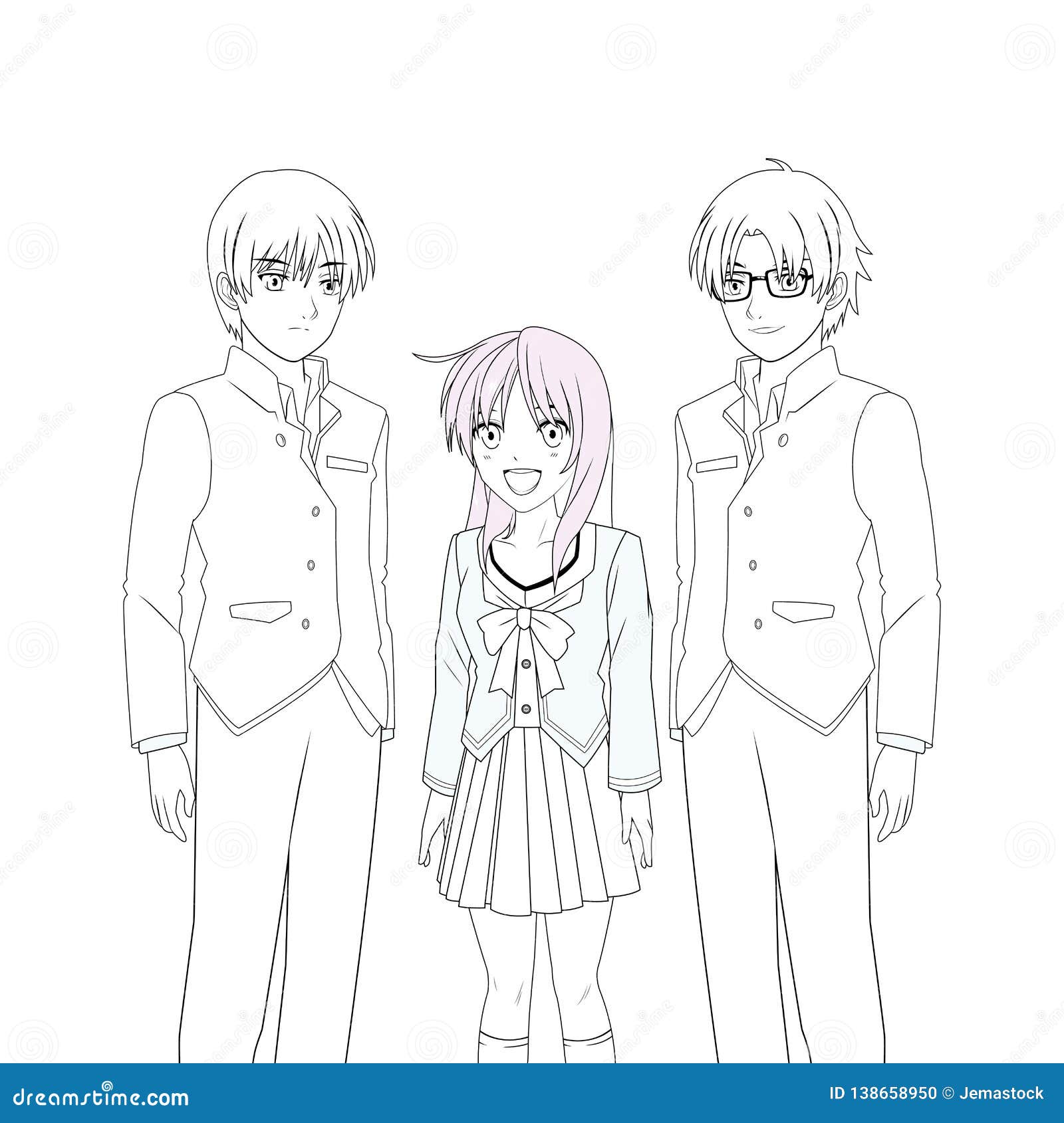 Anime manga group stock vector. Illustration of fashion - 138658950