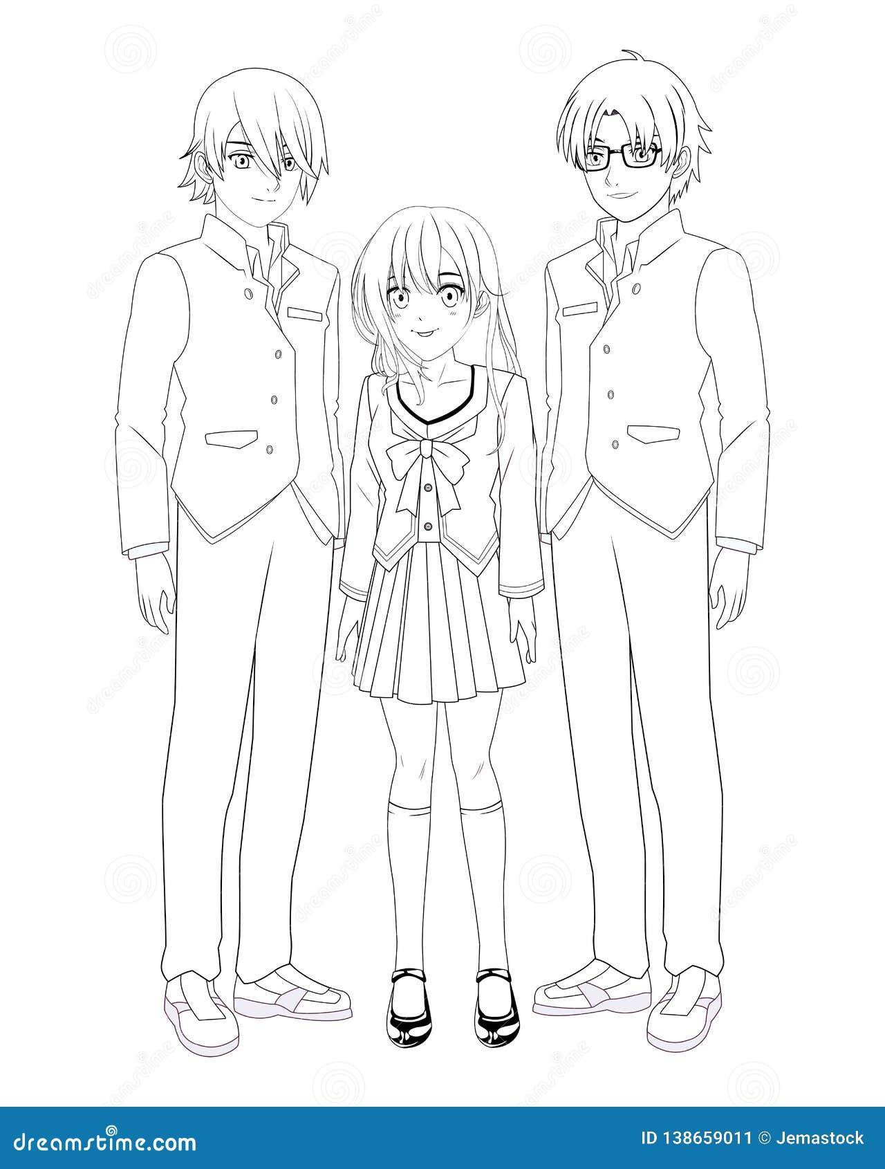 Anime manga group stock vector. Illustration of beauty - 138659011