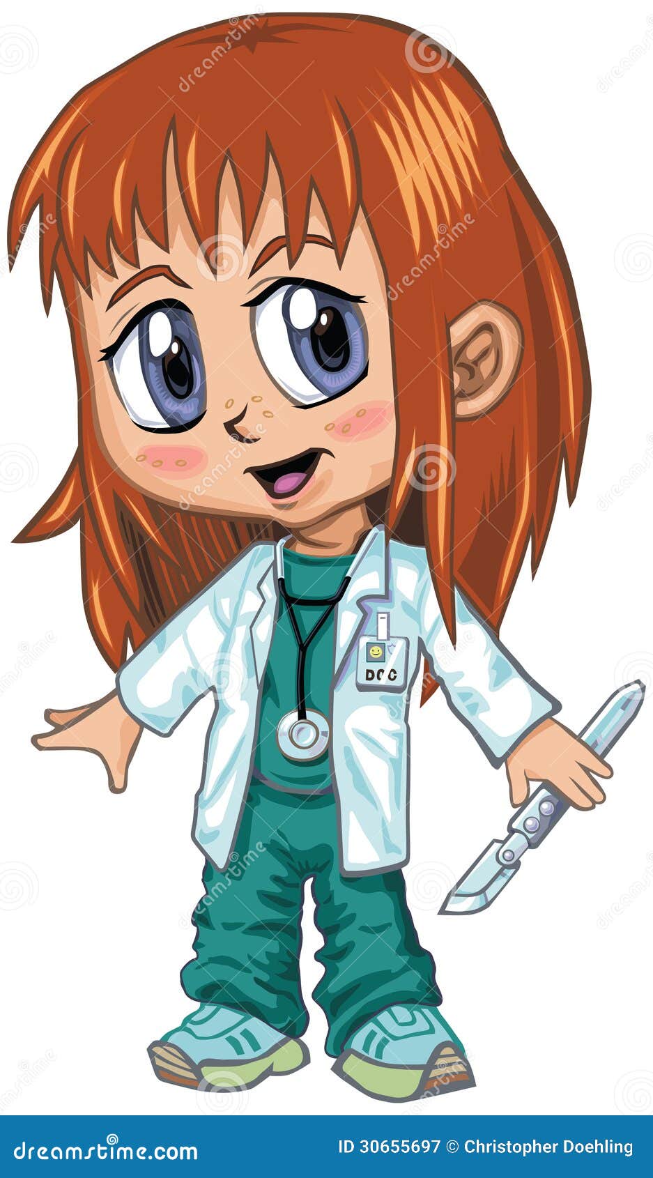 Anime or Manga Style Red Haired Doctor Girl Stock Vector - Illustration of  funny, anime: 30655697
