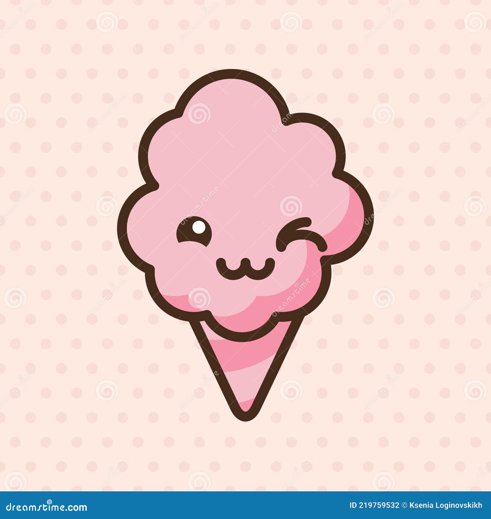 Anime Style Cartoon Sweet Food. Cotton Candy Emoji Vector Character Stock  Vector - Illustration of dessert, cotton: 219759532