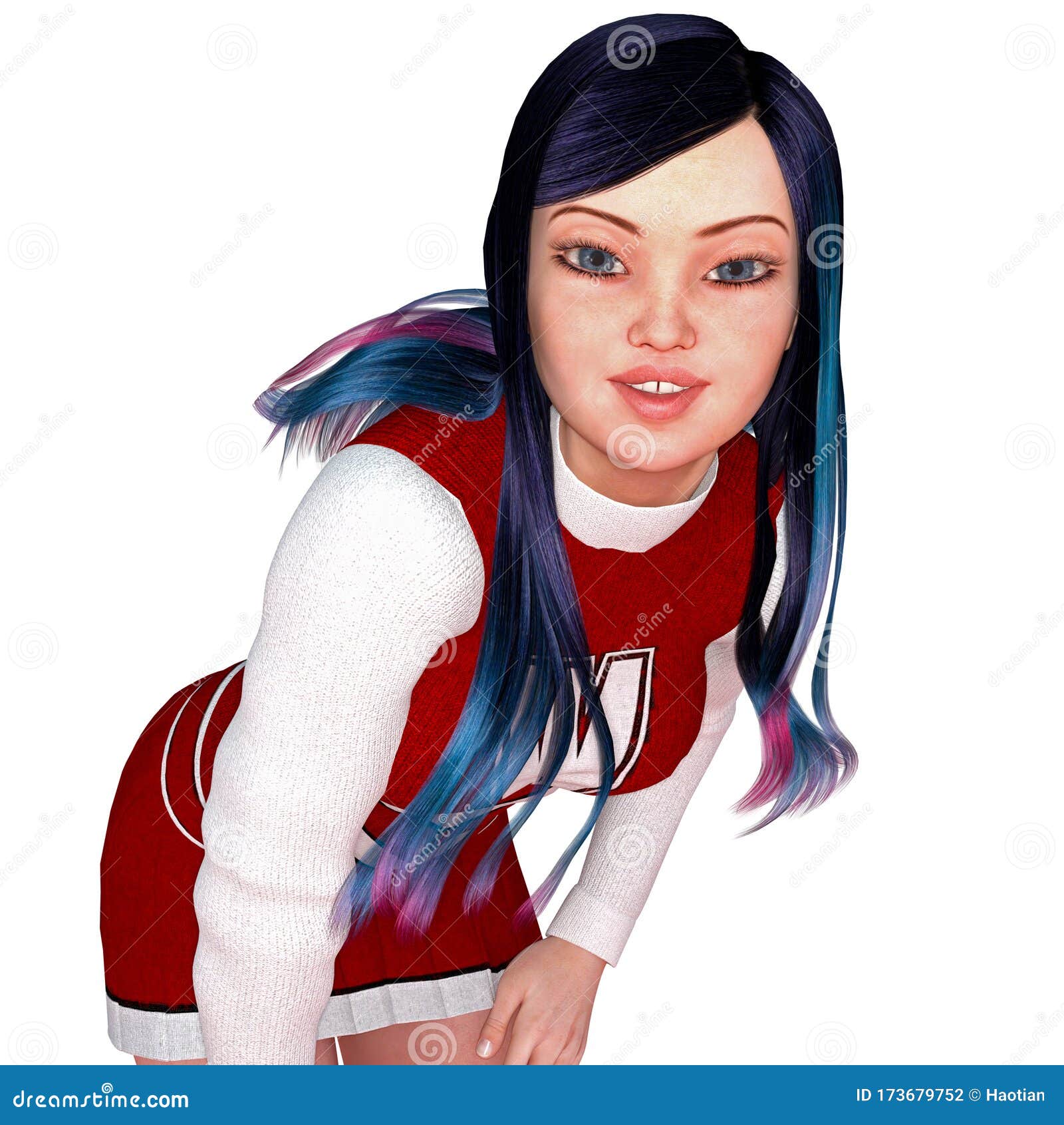 Anime Cheerleader Striking a Pose Stock Illustration Illustration of