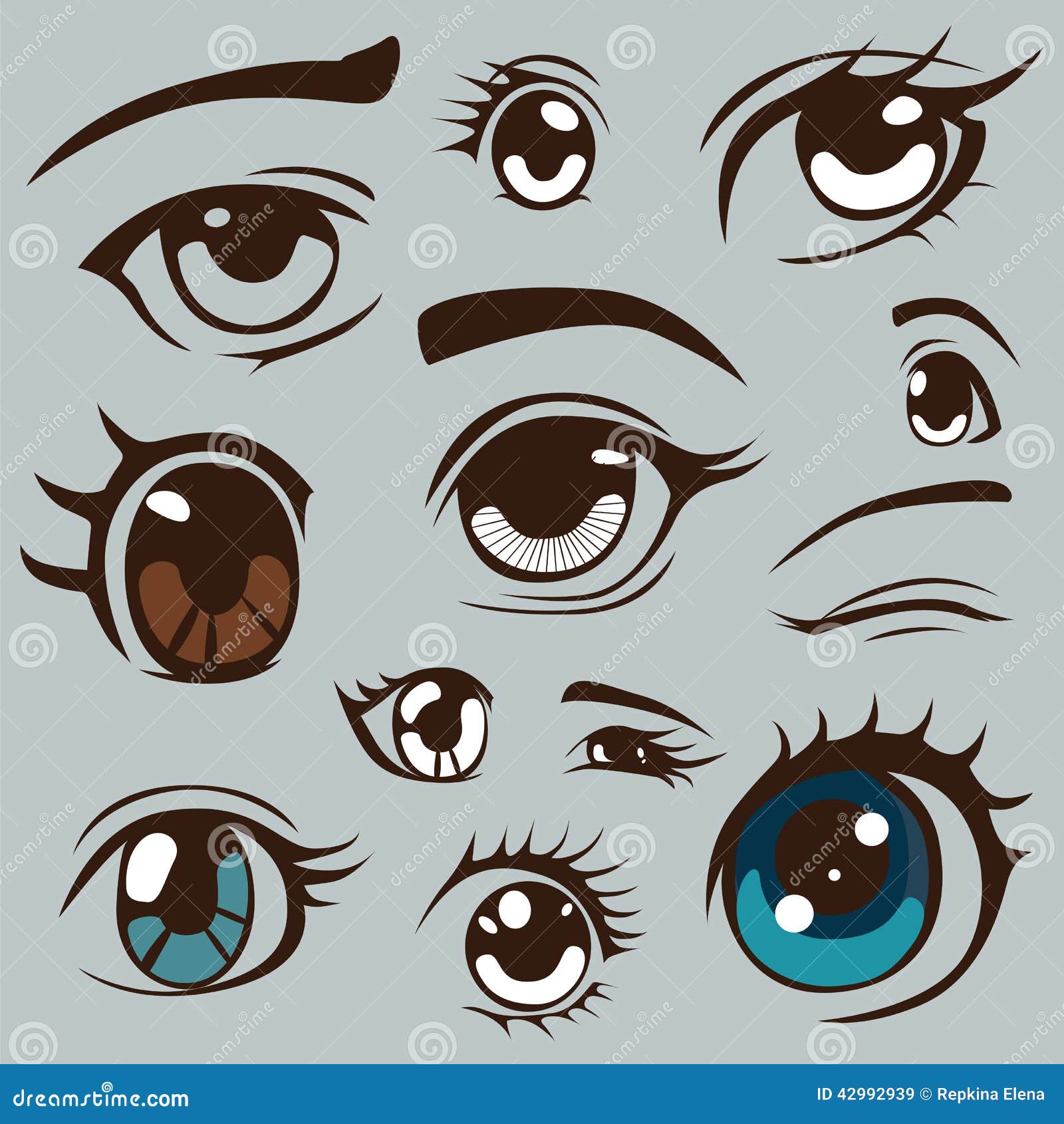 Set of different human and anime eyes cartoon Vector Image