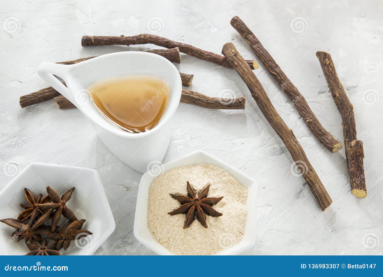 Anise Tea and Liquorice Roots on the Table Stock Image Image of