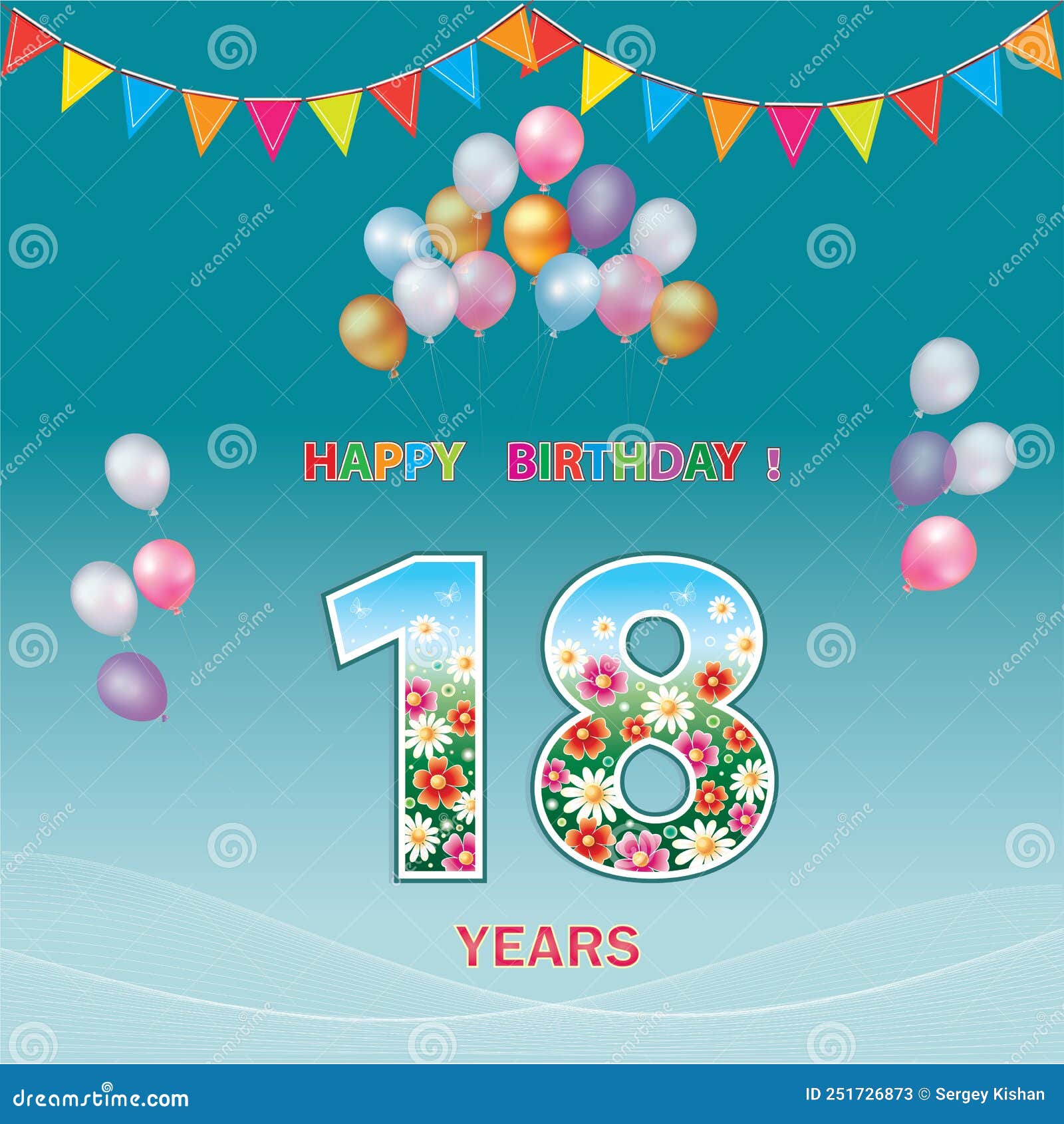 Ilustración de Feliz Cumpleaños Años 18 Aniversario Del Cumpleaños