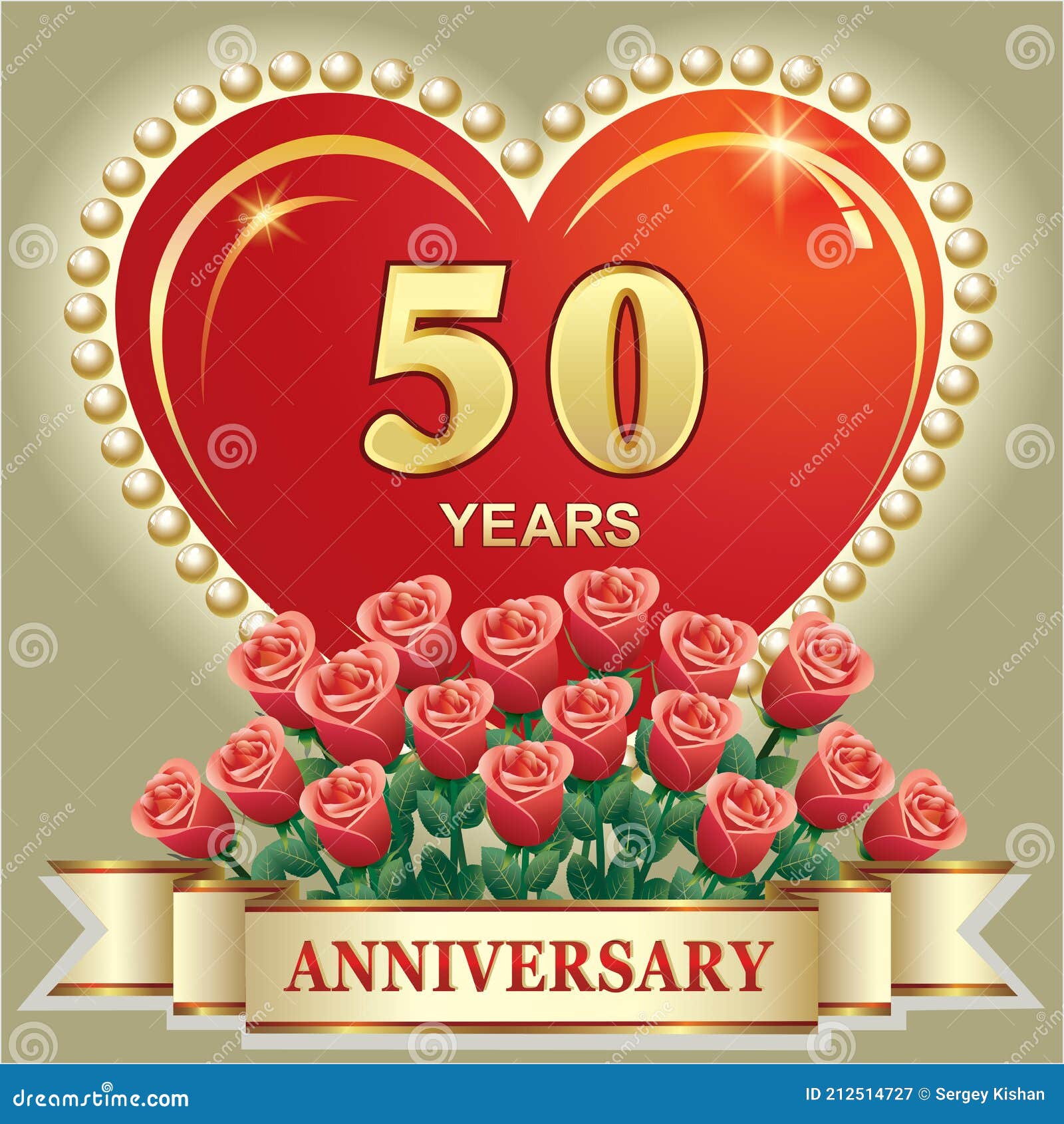 Aniversario 50 Celebración Feliz Cumpleaños 50 Años. Postal Con Ramo De  Rosas Rojas Y Corazón. Ilustración del Vector - Ilustración de  acontecimiento, fondo: 212514727