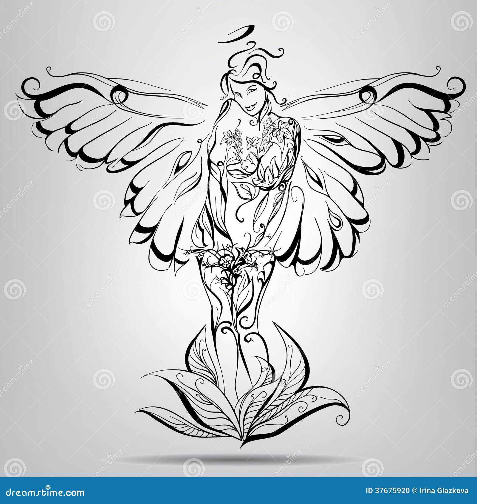 conjunto do silhuetas do animê meninas com asas anjos, feiticeiras.  25944112 Vetor no Vecteezy