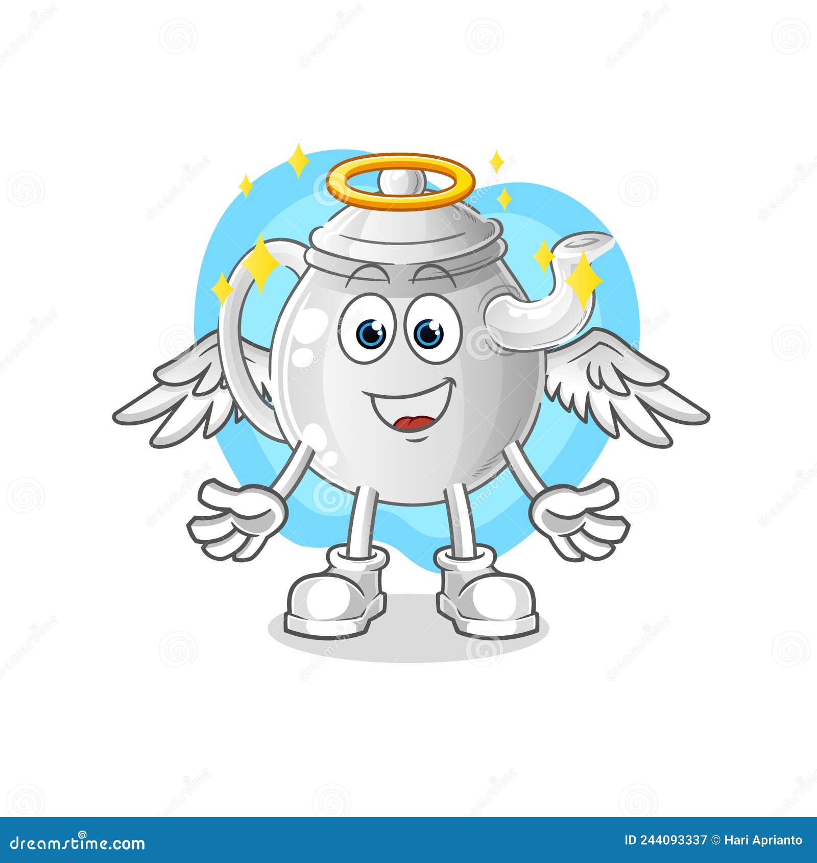 Um personagem de desenho animado com asas que dizem a palavra anjo 