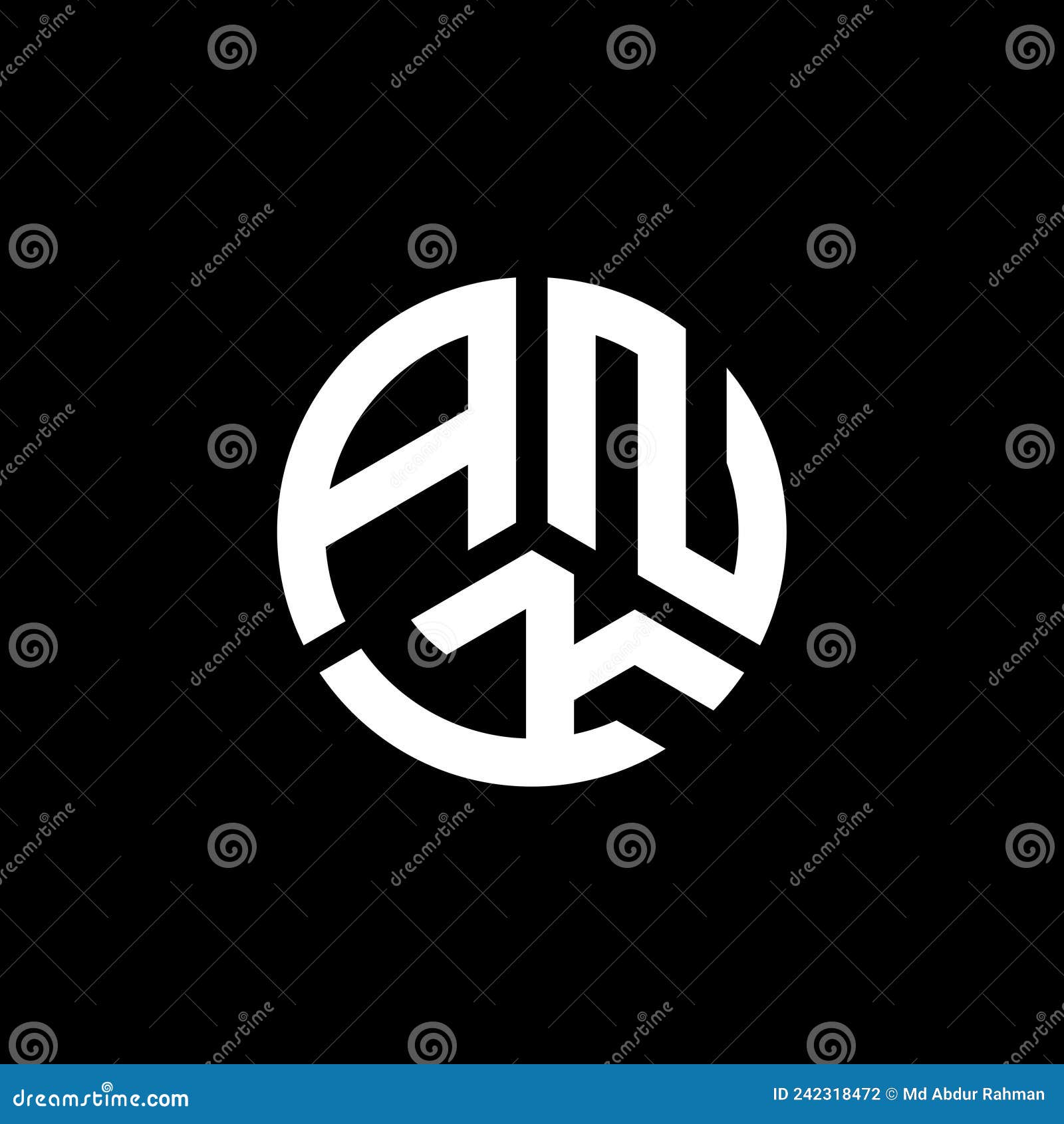 ANK Letter Logo Design on White Background. ANK Creative Initials