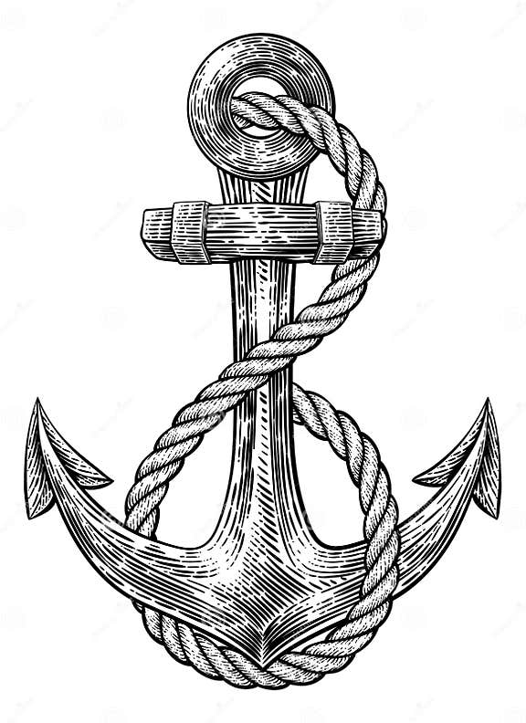 Anker Van Tattoo Tekening Schip of Schip Vector Illustratie ...