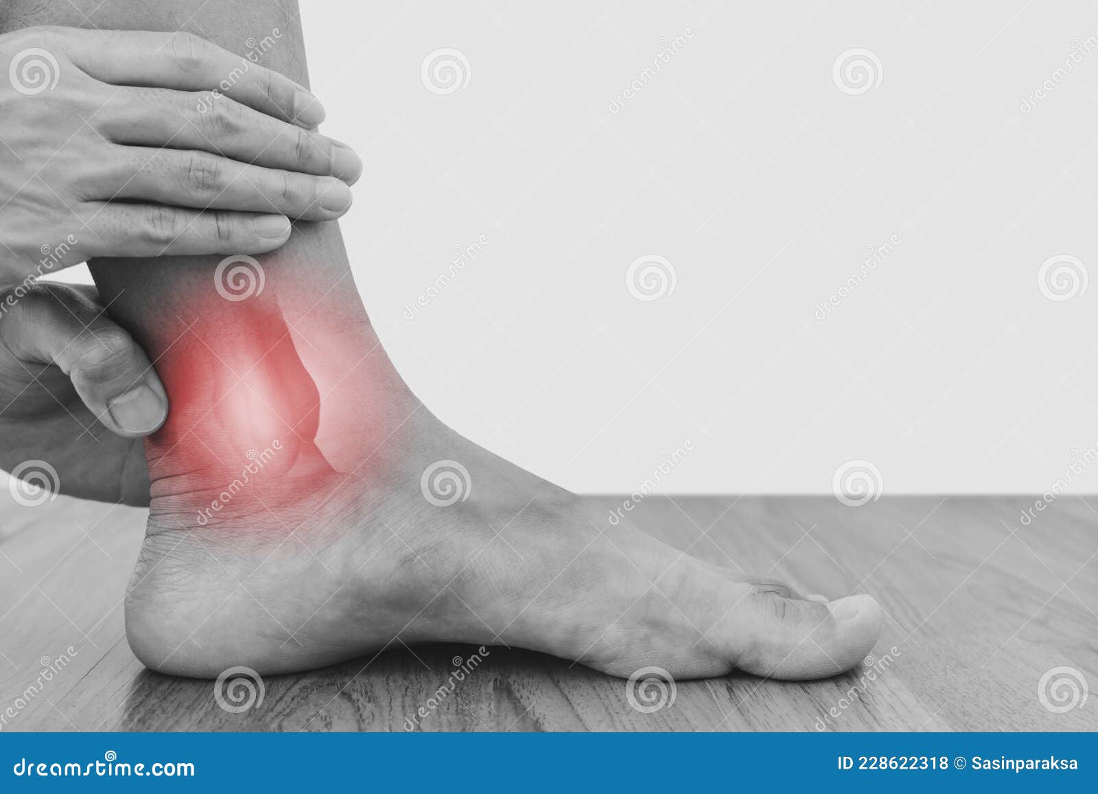 Ankle, Joint Pain, and Tendon Problem. a Man Touching Ankle Stock Photo