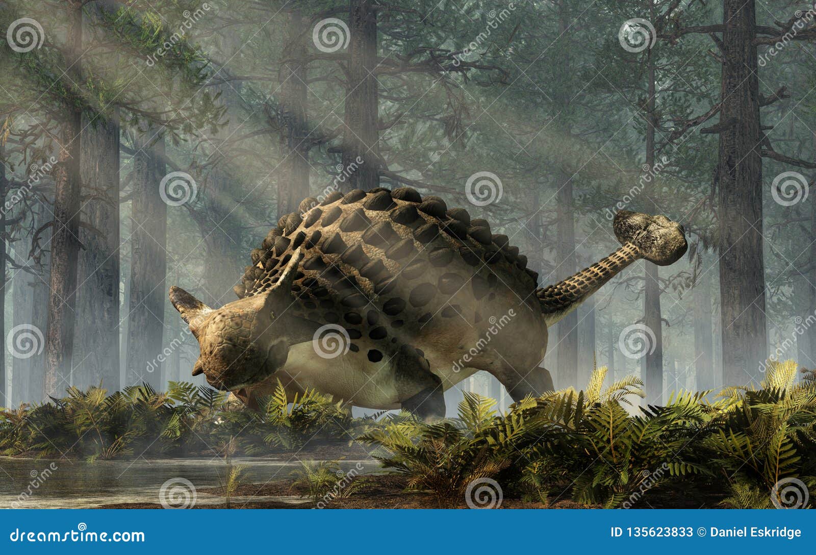 Dinosaur Sauropod, Ankylosaurus, Pterodactyl, Eggs, Tirannosaurus,  Stegosaurus, Fern Stock Illustration - Illustration of beast, background:  165002183