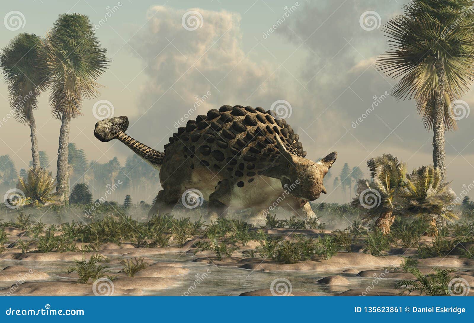 ankylosaurus in a wetland