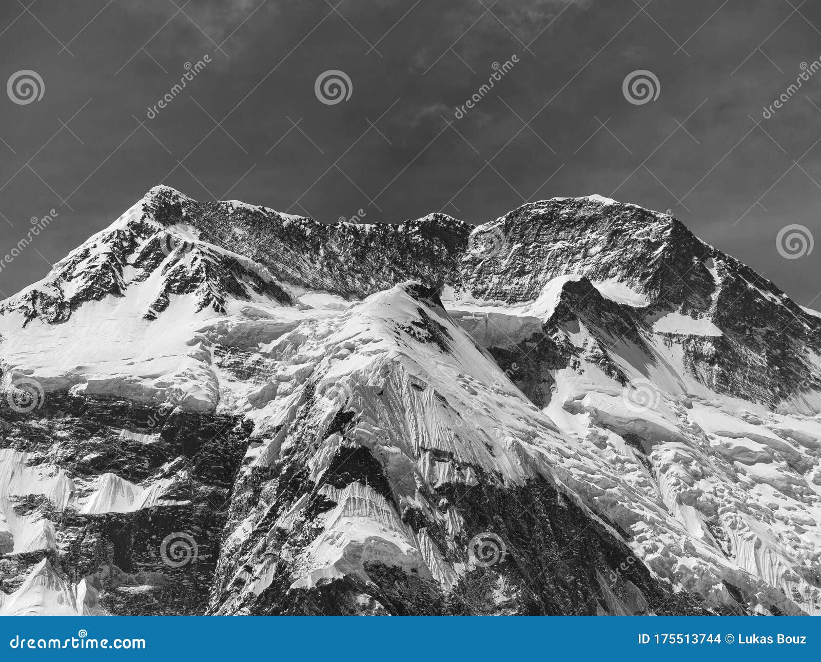 Annapurna II and IV Scenery Black and White Stock Photo - Image of ...