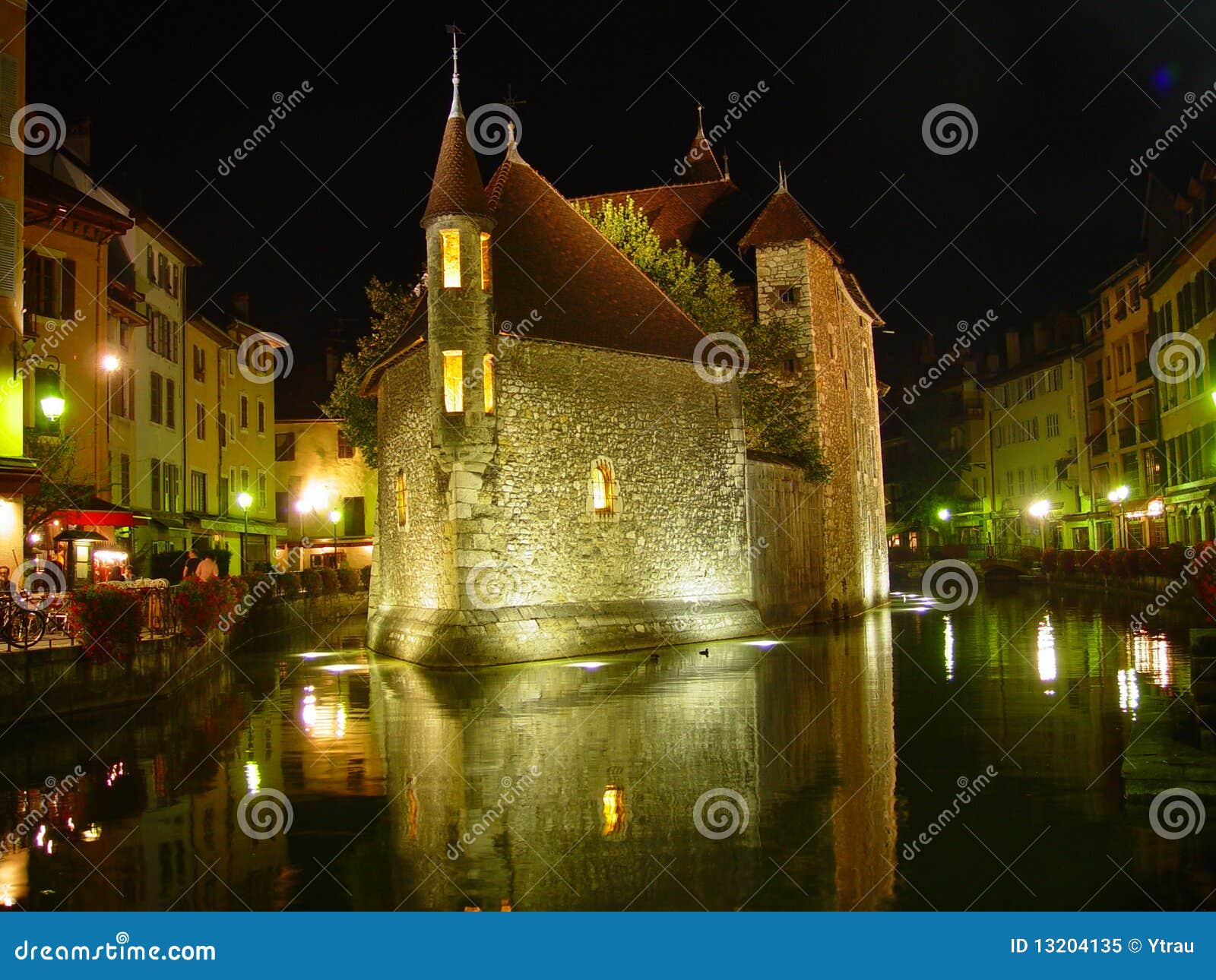 Annecy by night stock image. Image of reflects, annecy 13204135