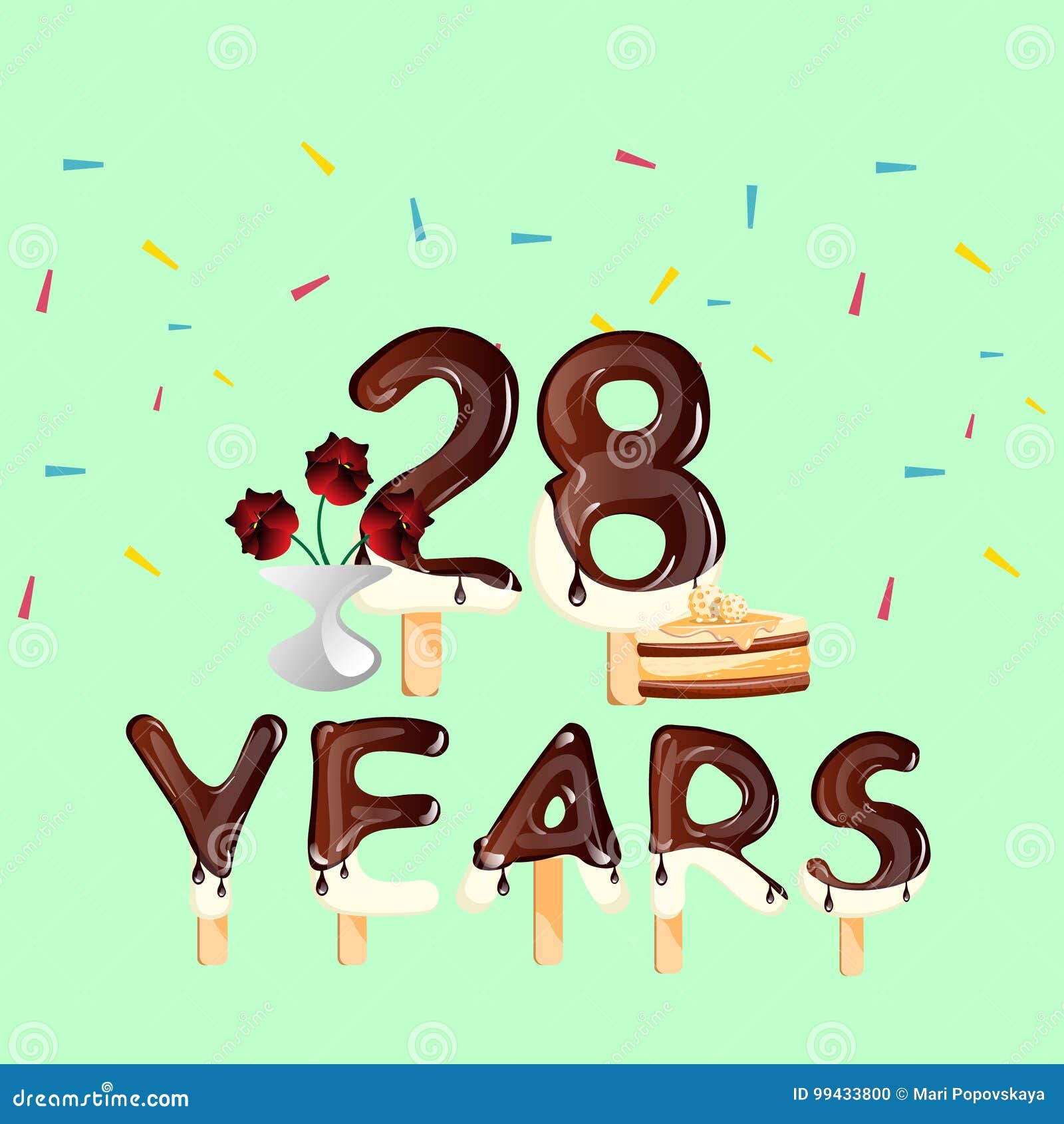 28 Anni Di Anniversario Di Biglietto Di Auguri Per Il Compleanno Di Celebrazione Illustrazione Vettoriale Illustrazione Di Commercio Felice