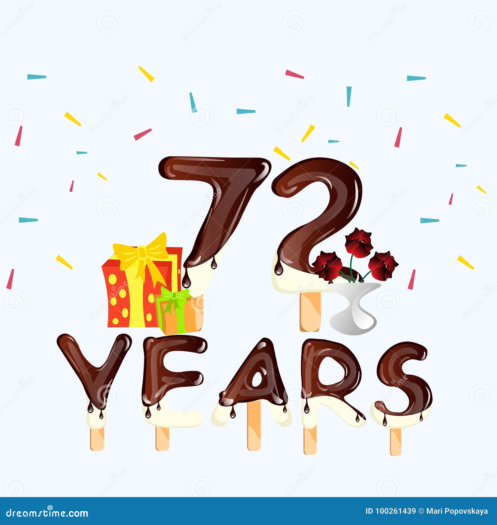 72 Anni Di Biglietto Di Auguri Per Il Compleanno Felice Illustrazione Vettoriale Illustrazione Di Pubblicit Unione