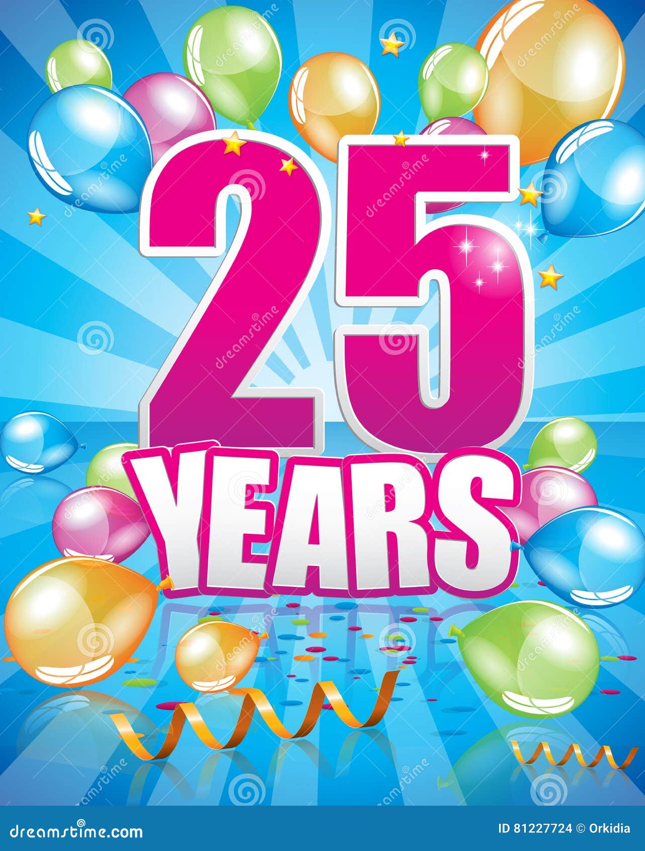 25 Anni Di Biglietto Di Auguri Per Il Compleanno Illustrazione Vettoriale -  Illustrazione di aerostati, colore: 81227724