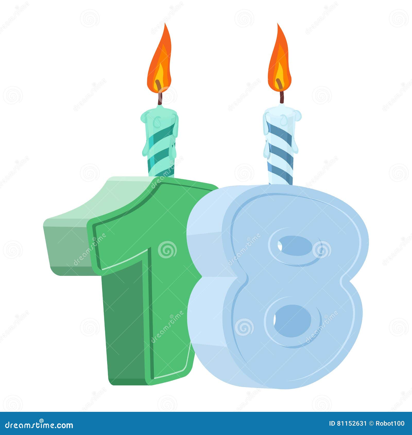 18 Anni Di Compleanno Numero Con La Candela Festiva Per Il Dolce Di Festa  Illustrazione Vettoriale - Illustrazione di data, festivo: 81152631