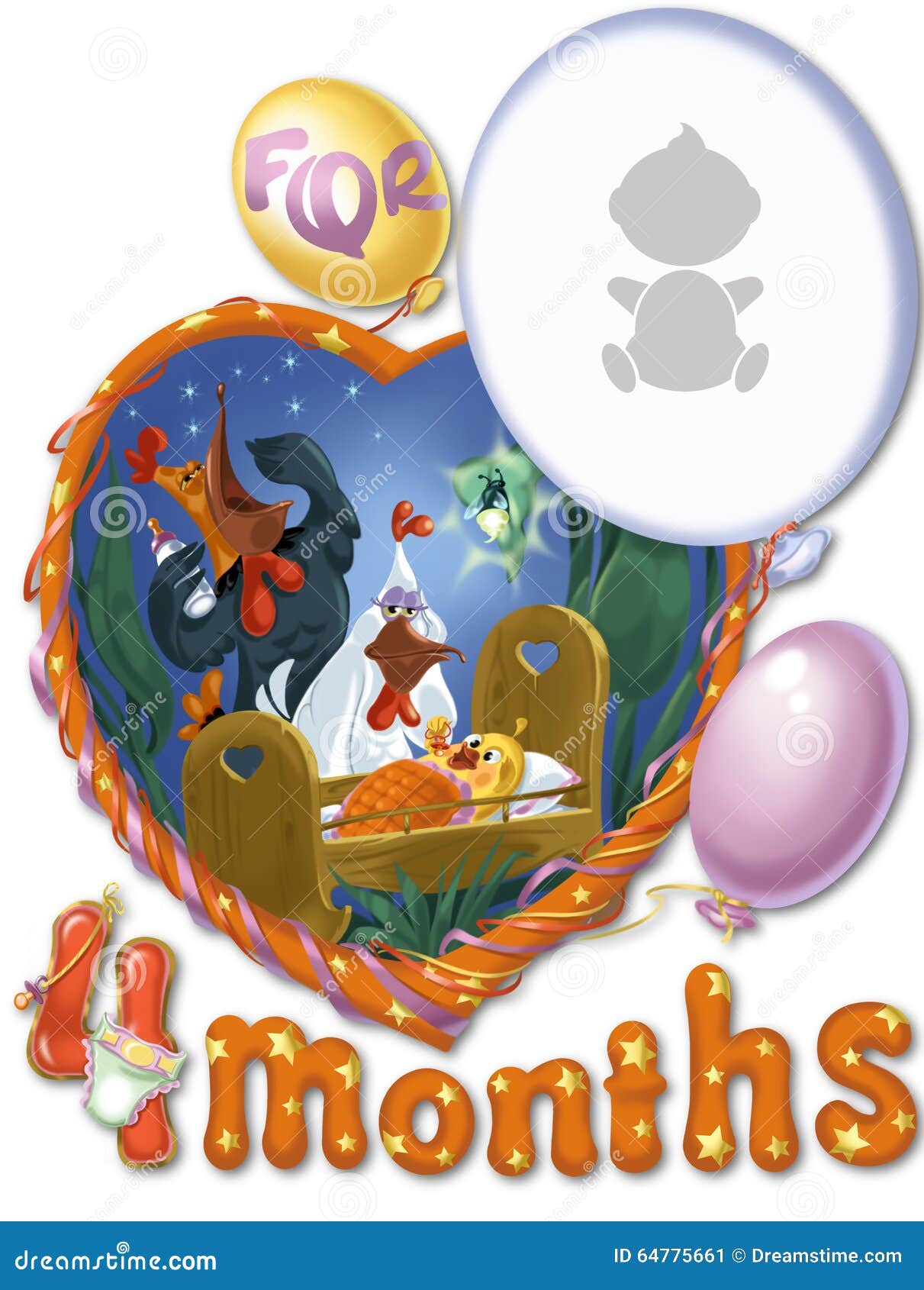 Anniversaire De Quatre Mois Pour Le Bebe Illustration Stock Illustration Du Illustration Quatre