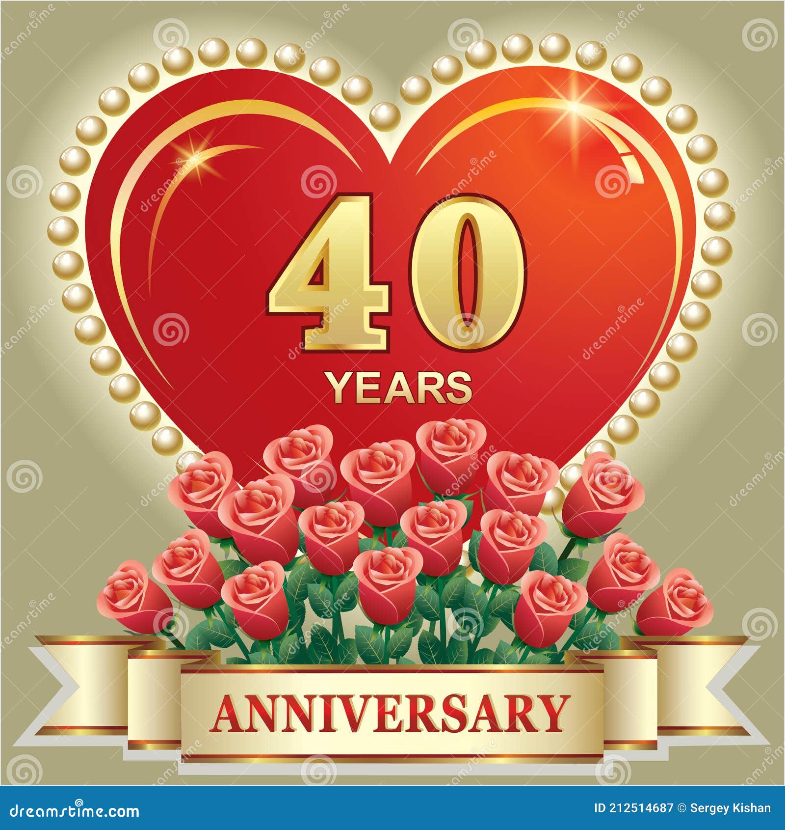 Poster Joyeux anniversaire avec un coeur de roses 